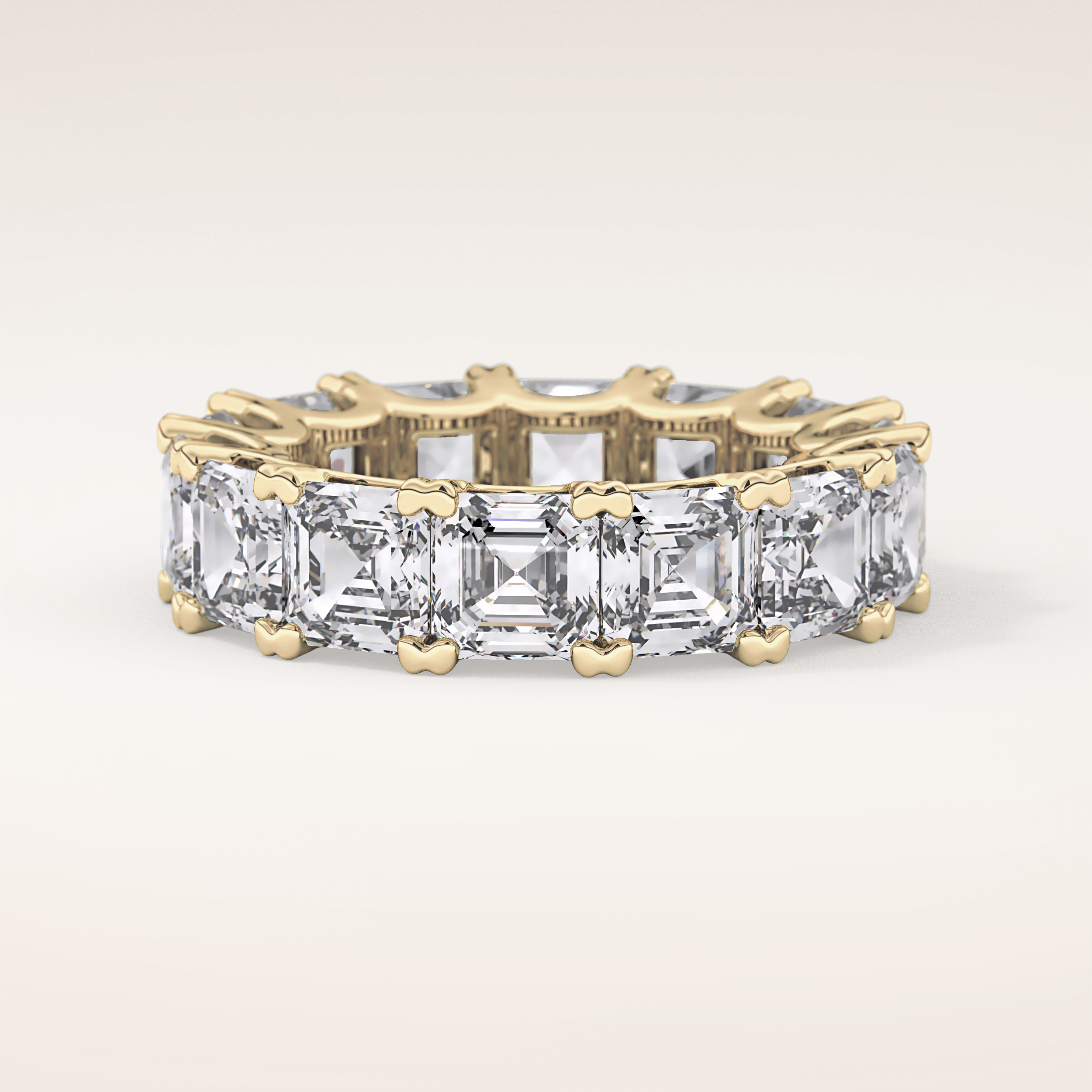 10.21 TCW Emerald & Square Shaped Moissanite Full Eternity Wedding Band