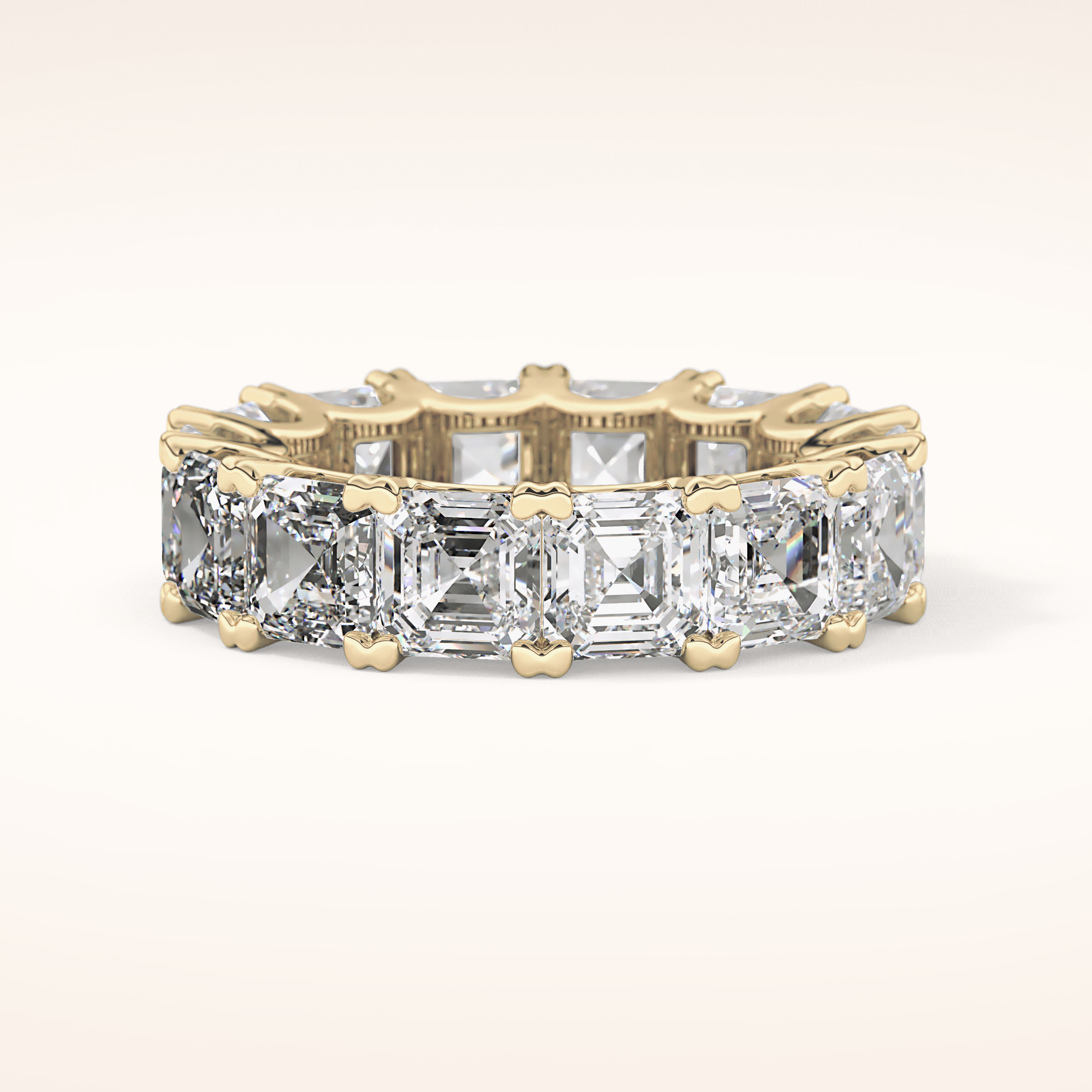 10.21 TCW Emerald & Square Shaped Moissanite Full Eternity Wedding Band