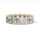 Full Eternity Wedding Band with 10.21 TCW Emerald and Square Cut Moissanite – Yellow, White, or Rose Gold