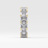 Full Eternity Wedding Band with 10.21 TCW Emerald and Square Cut Moissanite – Yellow, White, or Rose Gold