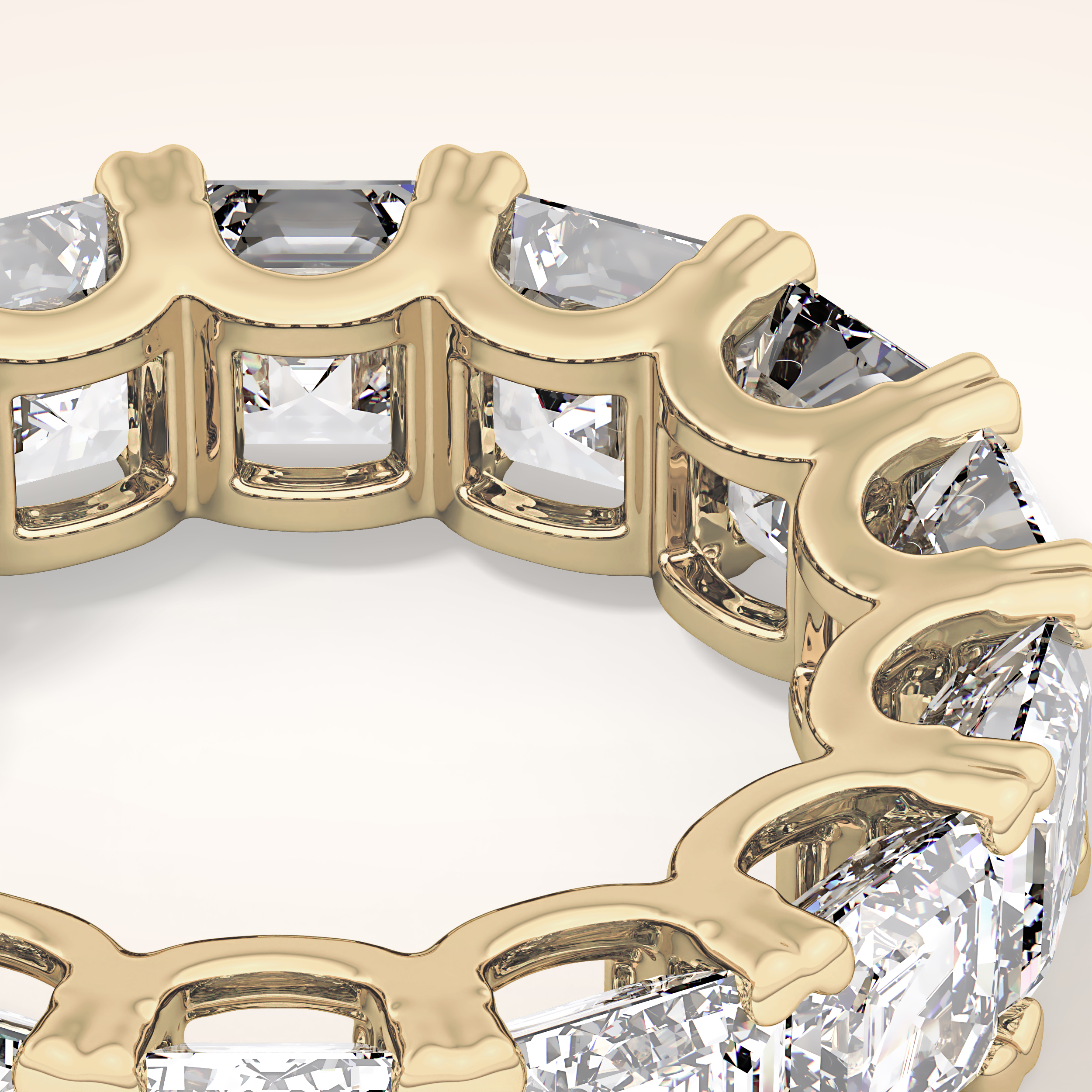 10.21 TCW Emerald & Square Shaped Moissanite Full Eternity Wedding Band