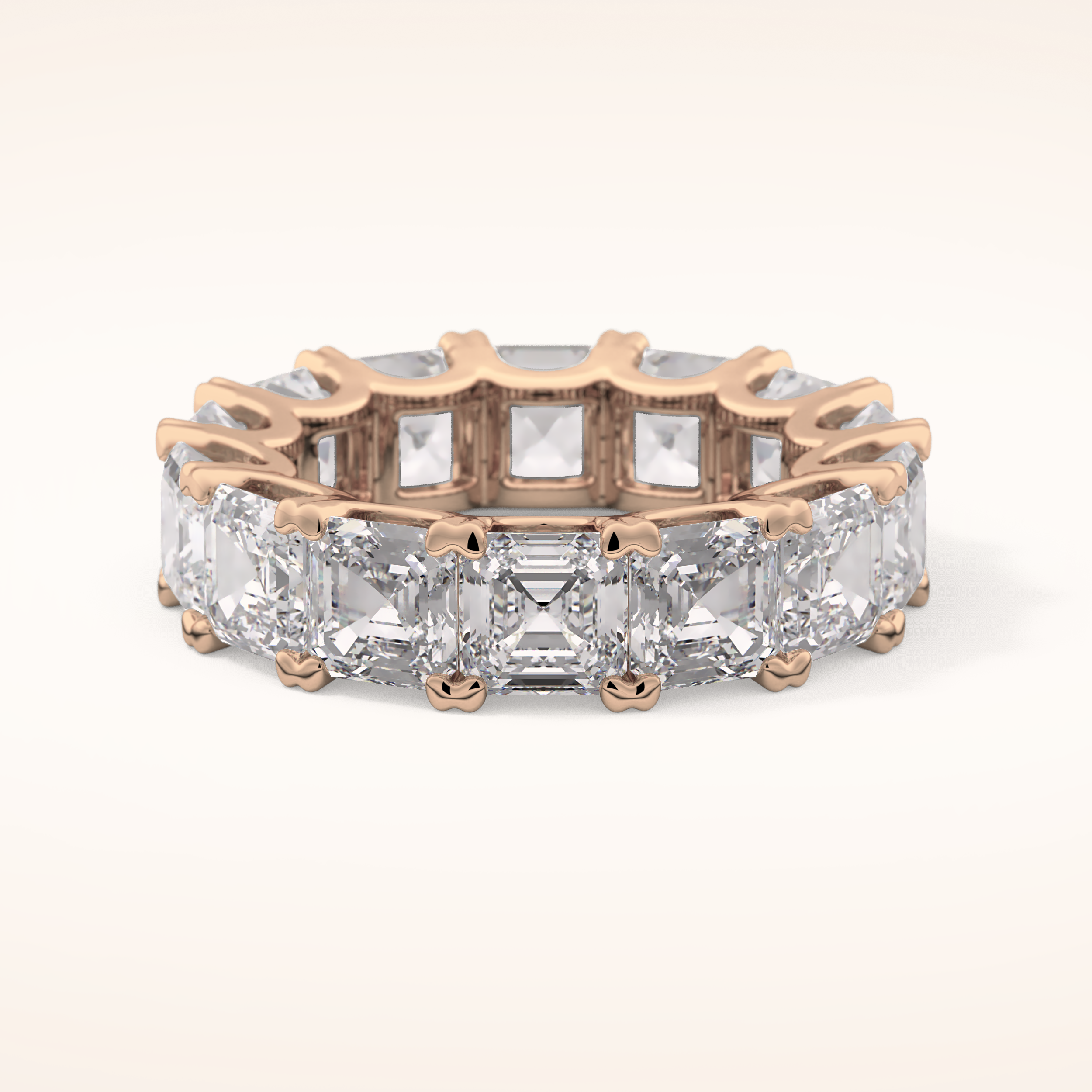 10.21 TCW Emerald & Square Shaped Moissanite Full Eternity Wedding Band