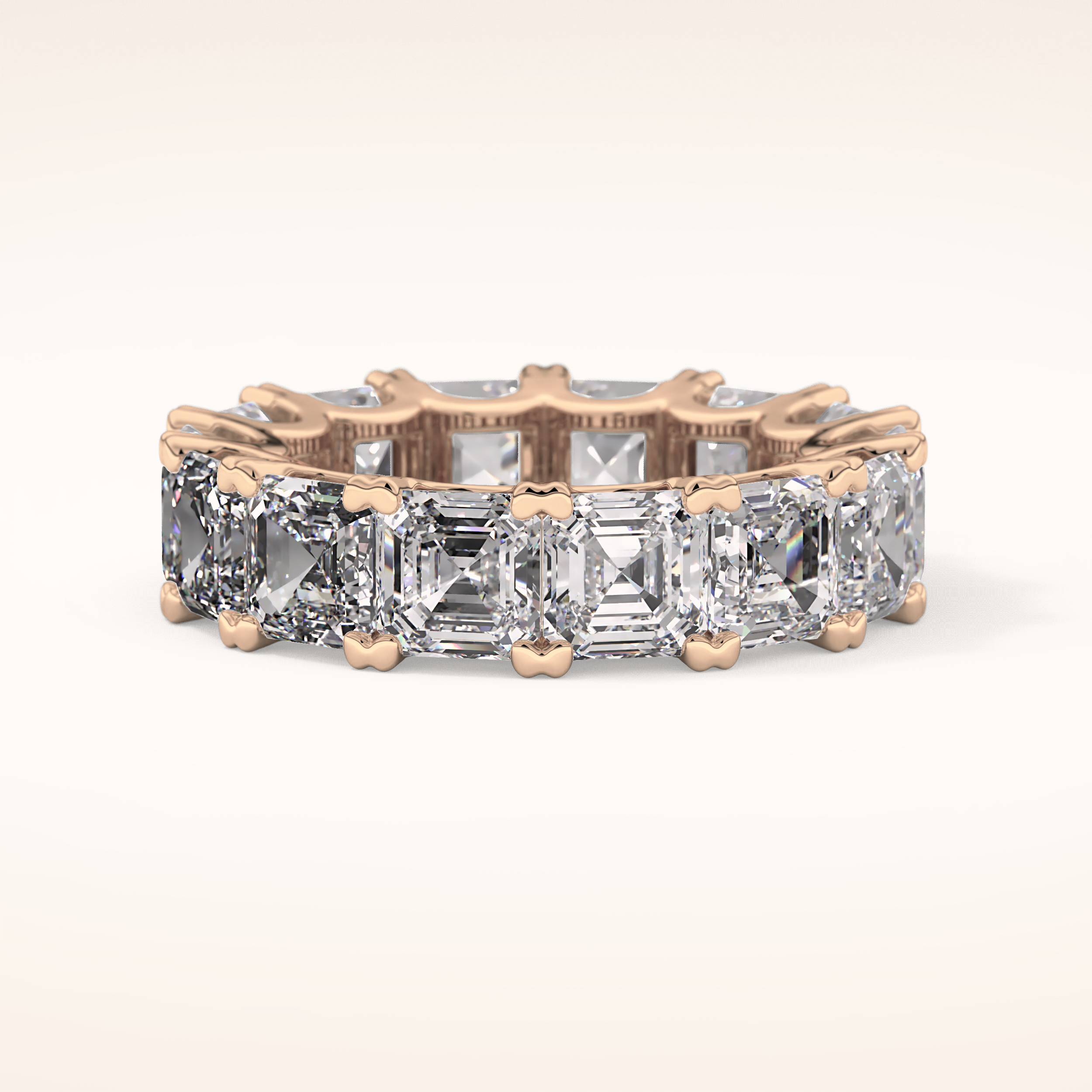 10.21 TCW Emerald & Square Shaped Moissanite Full Eternity Wedding Band