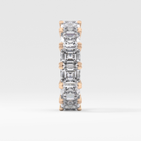 Full Eternity Wedding Band with 10.21 TCW Emerald and Square Cut Moissanite – Yellow, White, or Rose Gold