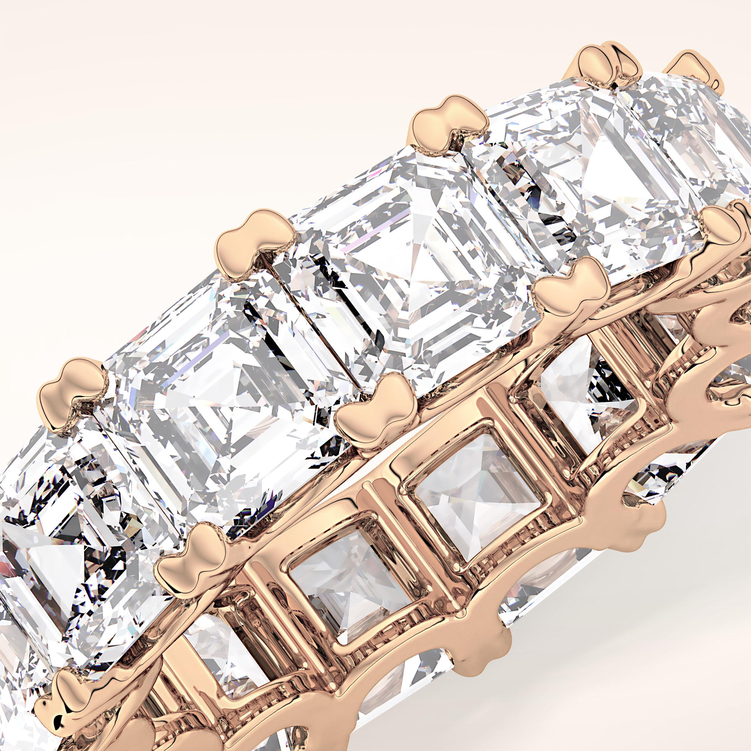 10.21 TCW Emerald & Square Shaped Moissanite Full Eternity Wedding Band