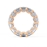 Full Eternity Wedding Band with 10.21 TCW Emerald and Square Cut Moissanite – Yellow, White, or Rose Gold