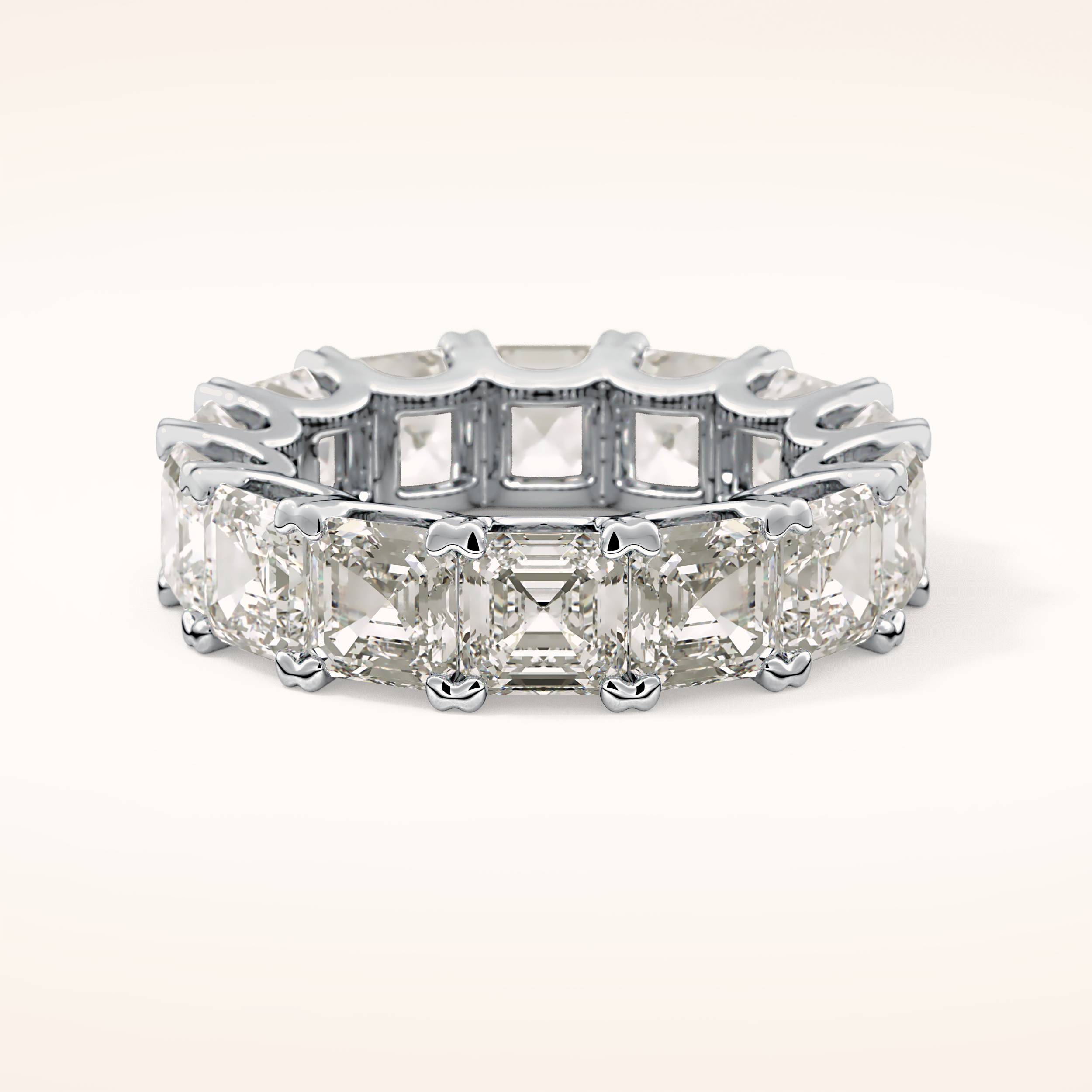 10.21 TCW Emerald & Square Shaped Moissanite Full Eternity Wedding Band
