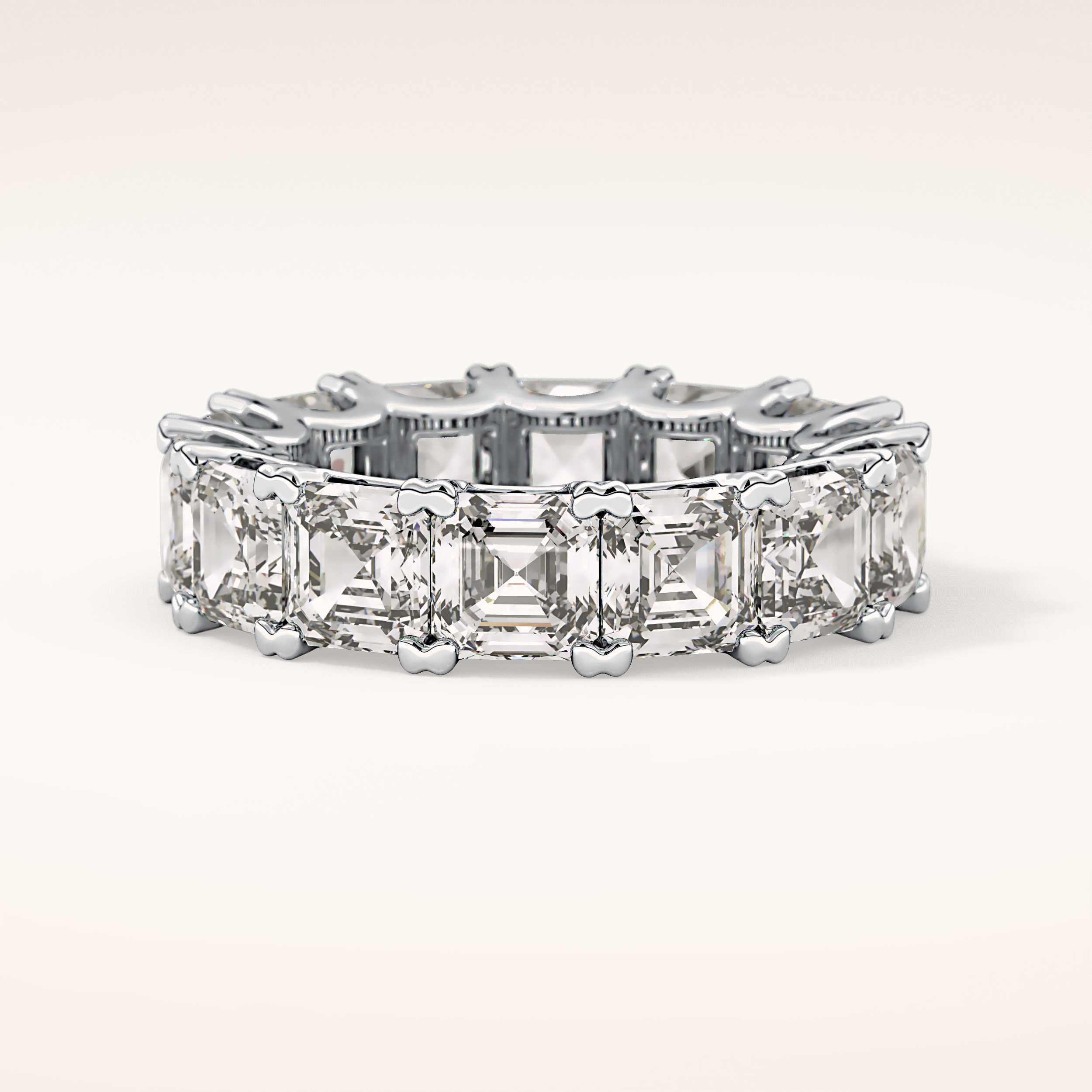 10.21 TCW Emerald & Square Shaped Moissanite Full Eternity Wedding Band