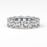 Full Eternity Wedding Band with 10.21 TCW Emerald and Square Cut Moissanite – Yellow, White, or Rose Gold