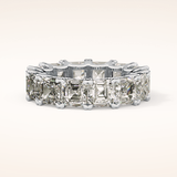 10.21 TCW Emerald & Square Shaped Moissanite Full Eternity Wedding Band