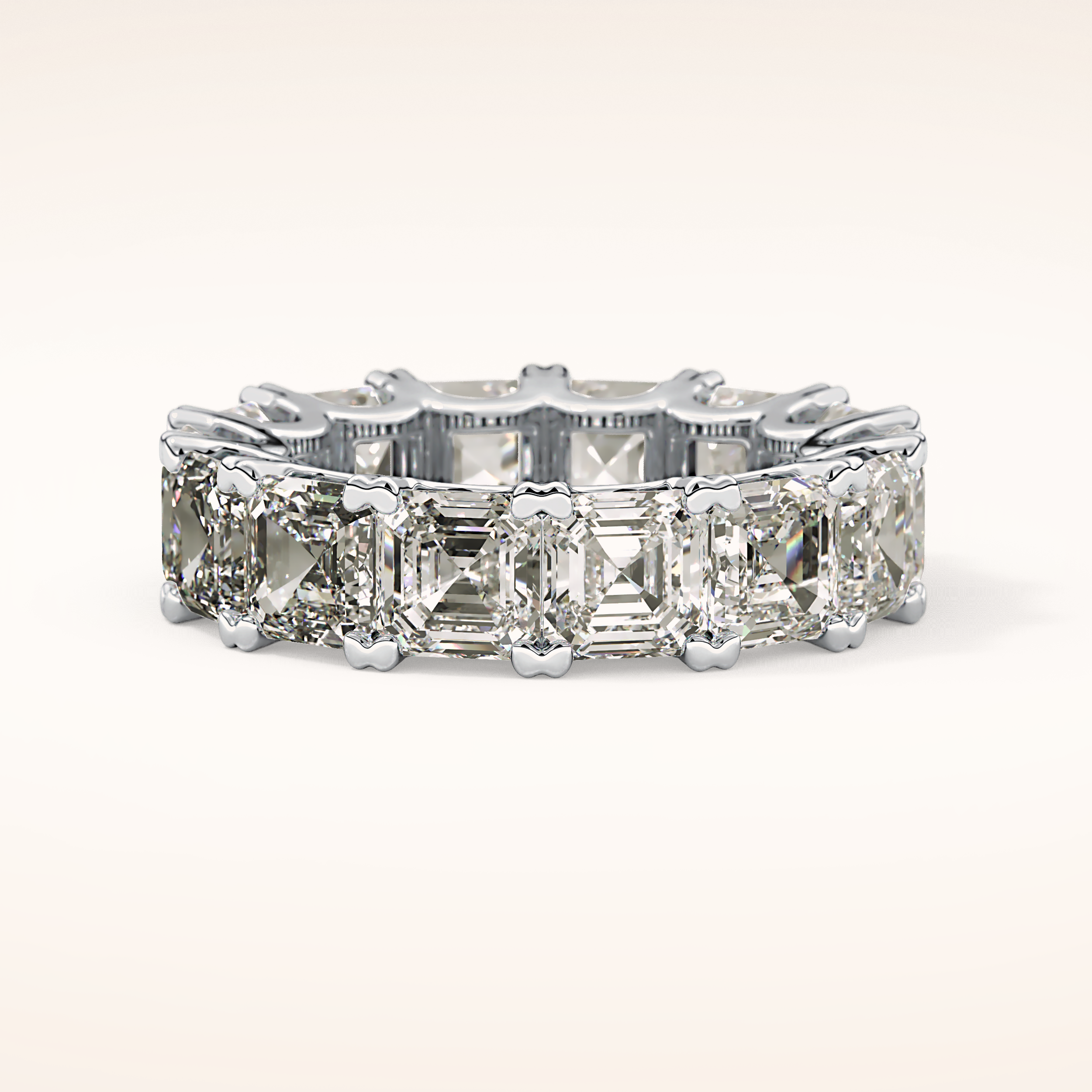 10.21 TCW Emerald & Square Shaped Moissanite Full Eternity Wedding Band