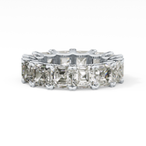 Full Eternity Wedding Band with 10.21 TCW Emerald and Square Cut Moissanite – Yellow, White, or Rose Gold