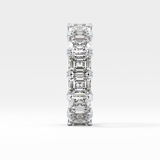 Full Eternity Wedding Band with 10.21 TCW Emerald and Square Cut Moissanite – Yellow, White, or Rose Gold
