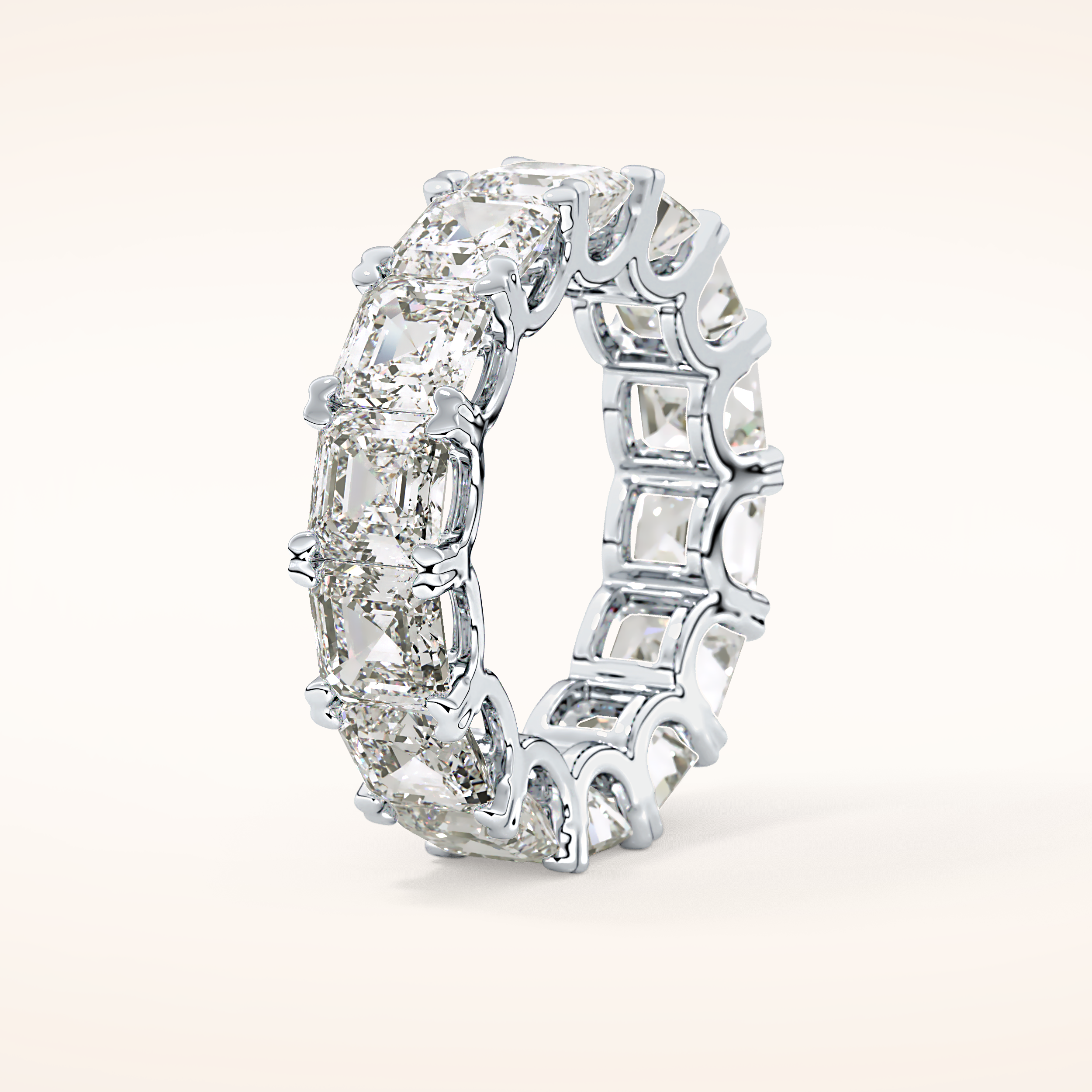 10.21 TCW Emerald & Square Shaped Moissanite Full Eternity Wedding Band