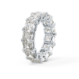 Full Eternity Wedding Band with 10.21 TCW Emerald and Square Cut Moissanite – Yellow, White, or Rose Gold