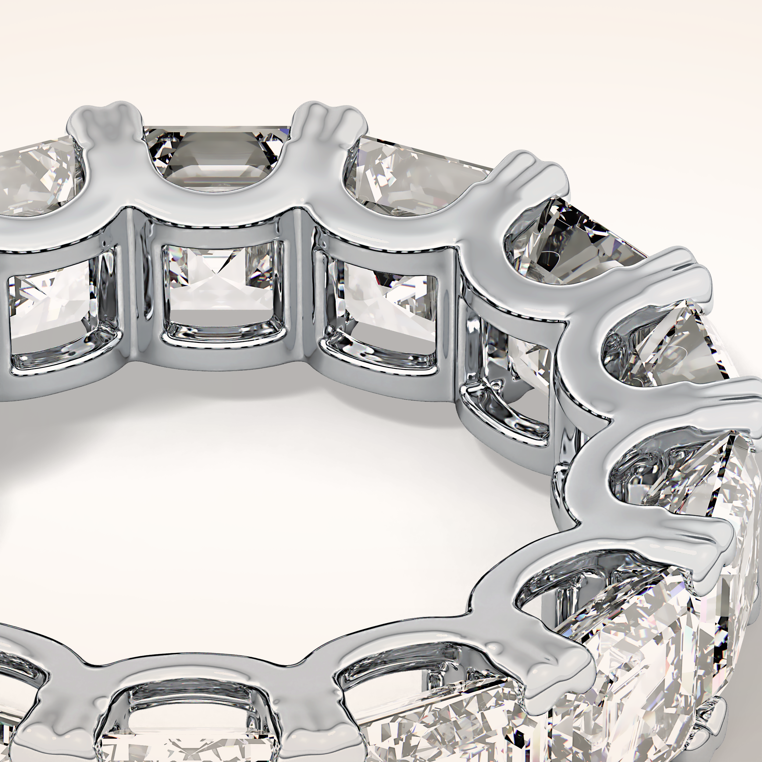 10.21 TCW Emerald & Square Shaped Moissanite Full Eternity Wedding Band