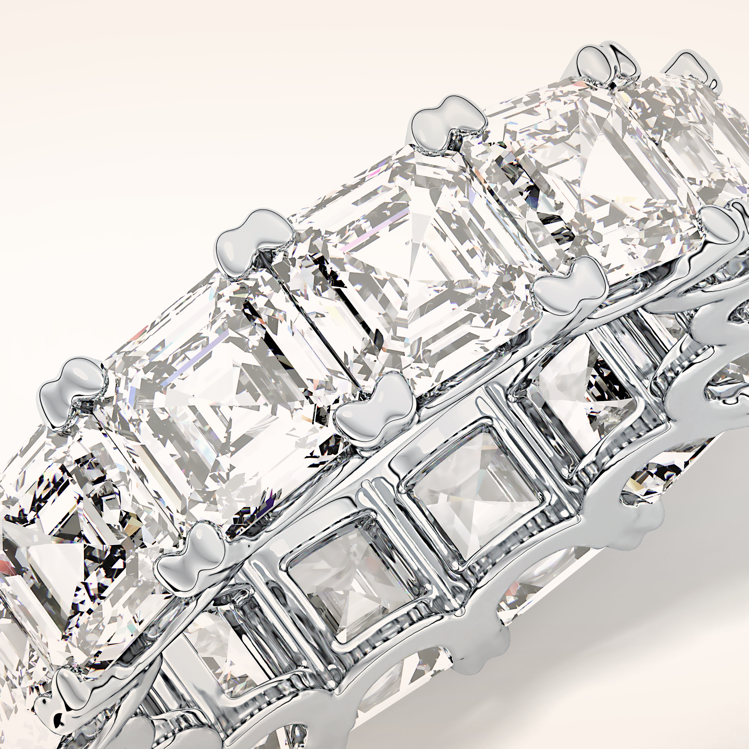 10.21 TCW Emerald & Square Shaped Moissanite Full Eternity Wedding Band