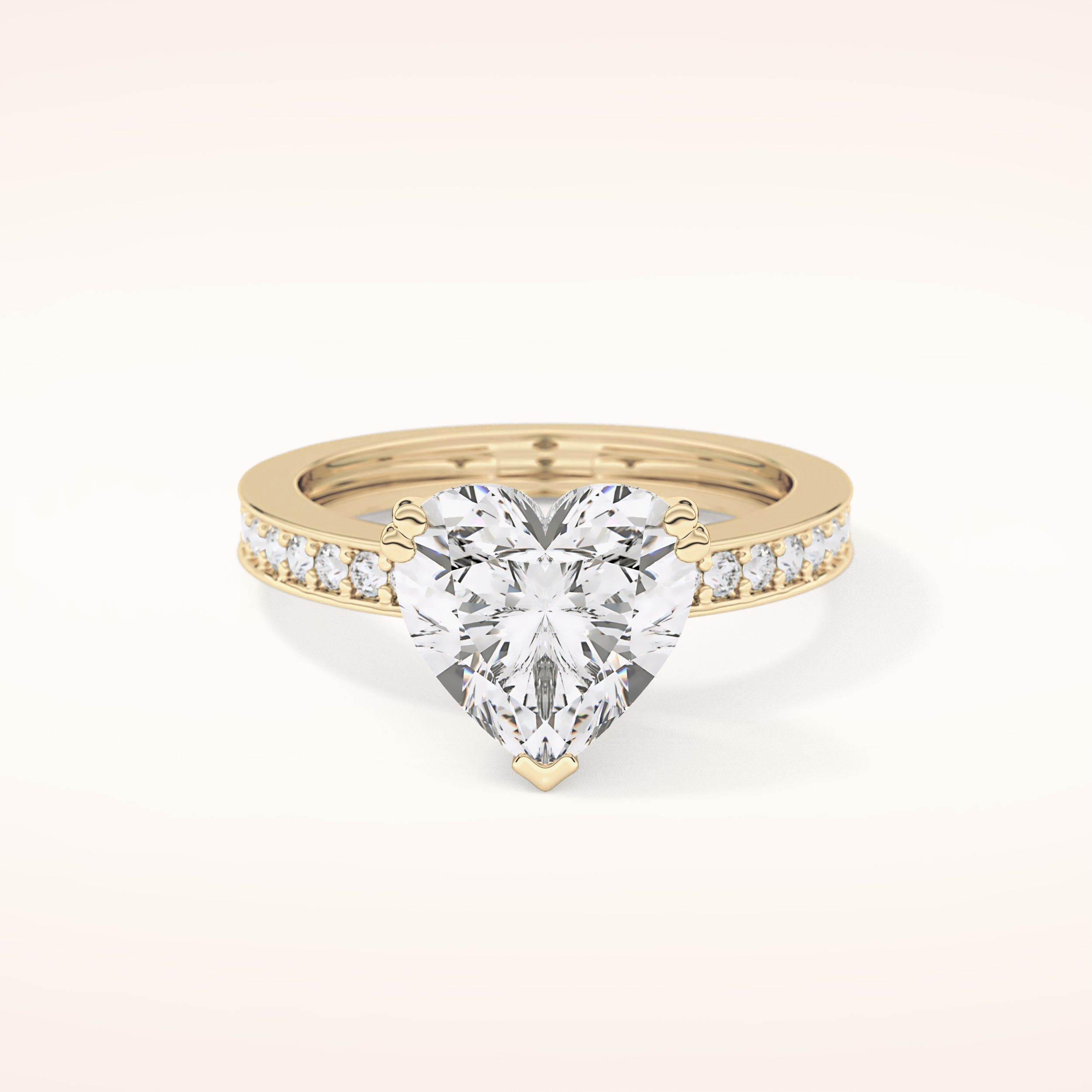 3.03 CT Heart Shaped Pave Moissanite Engagement Ring
