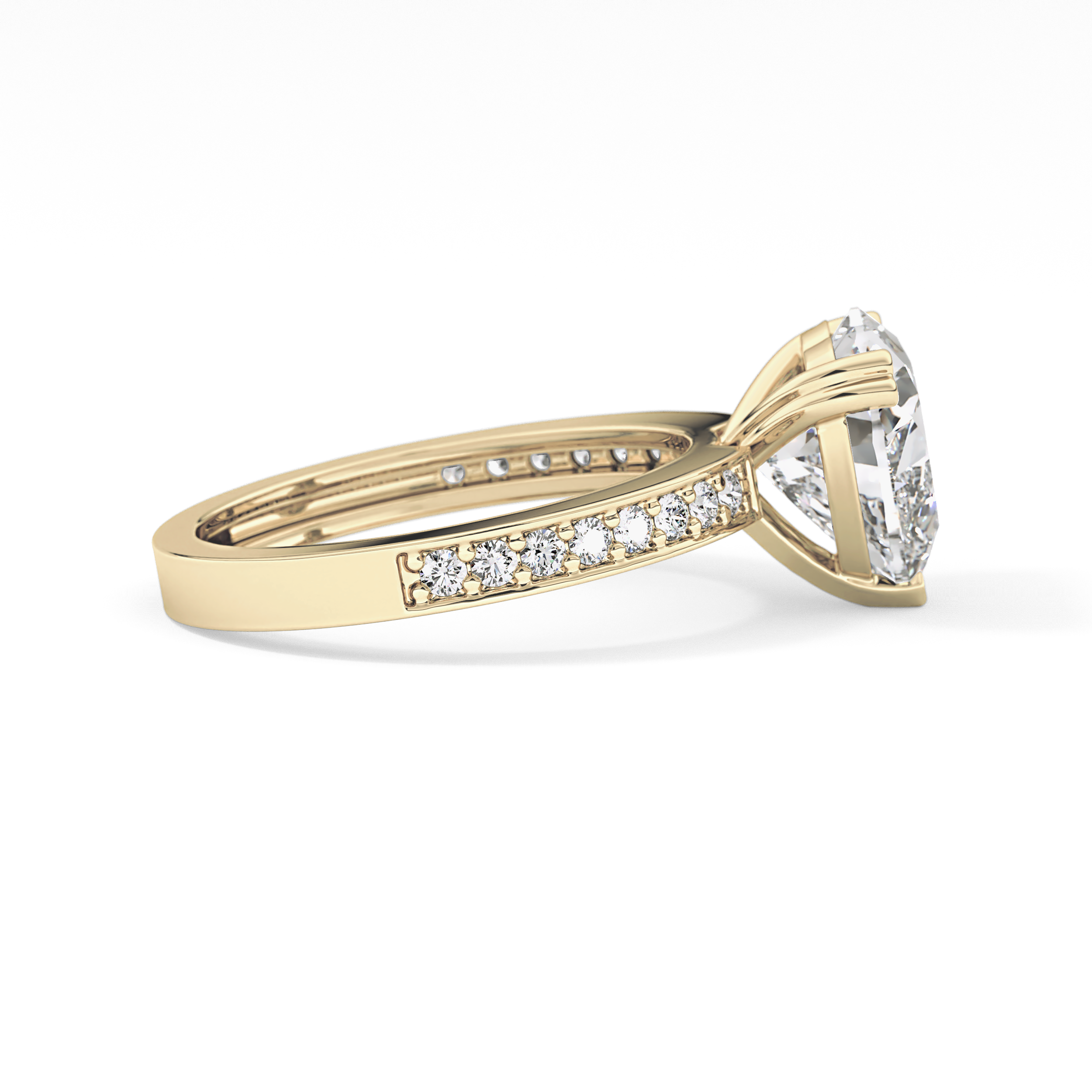 Heart Channel Pave Lab Grown Diamond Engagement Ring