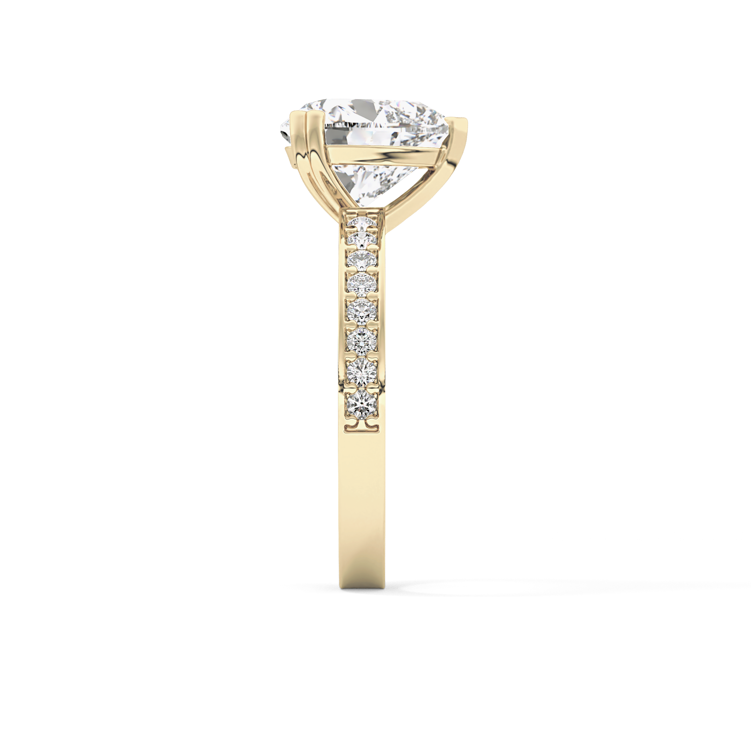 Heart Channel Pave Lab Grown Diamond Engagement Ring