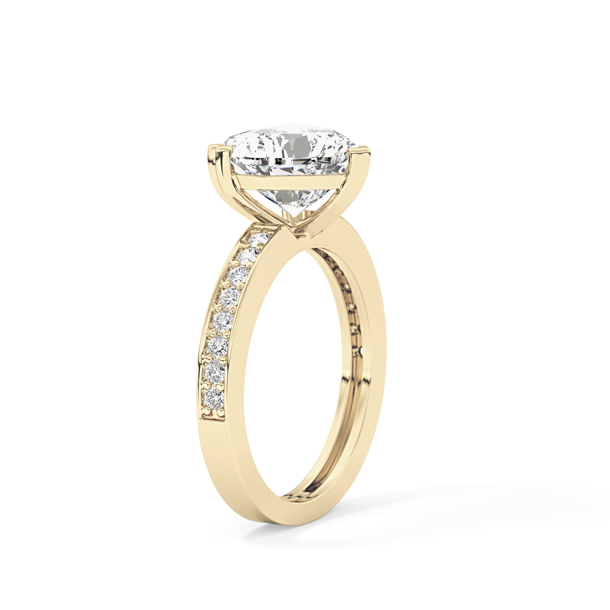 Heart Channel Pave Lab Grown Diamond Engagement Ring