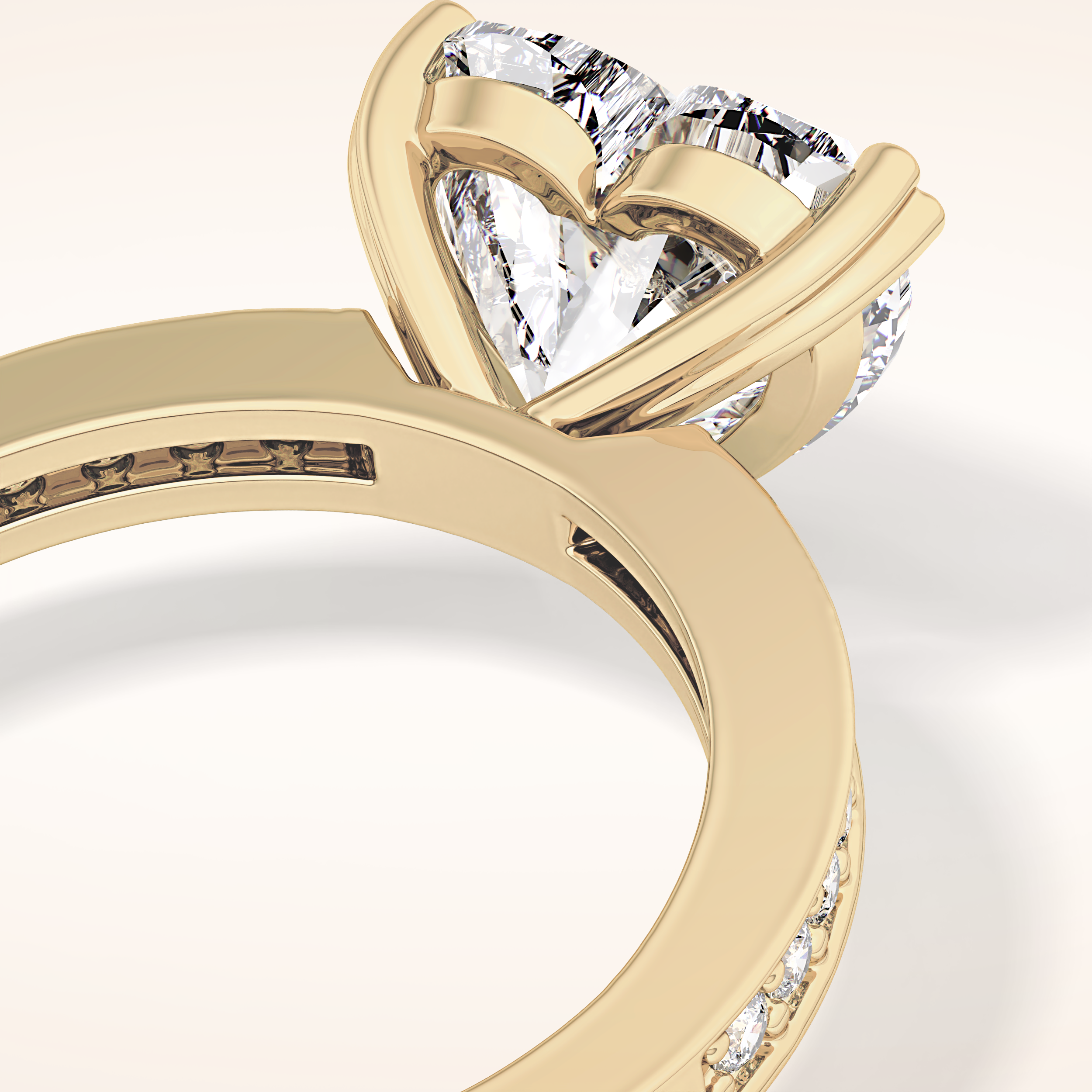 3.03 CT Heart Shaped Pave Moissanite Engagement Ring