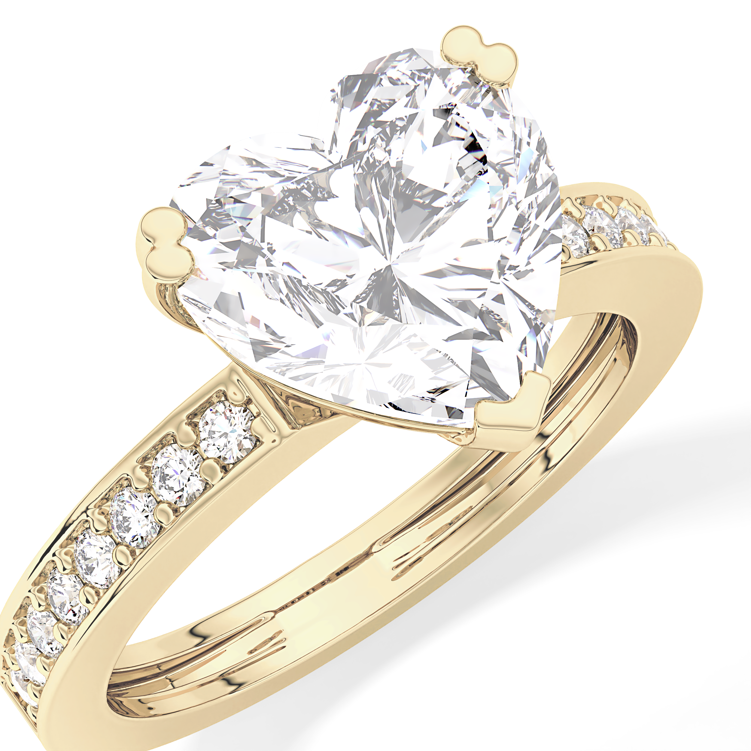 Heart Channel Pave Lab Grown Diamond Engagement Ring