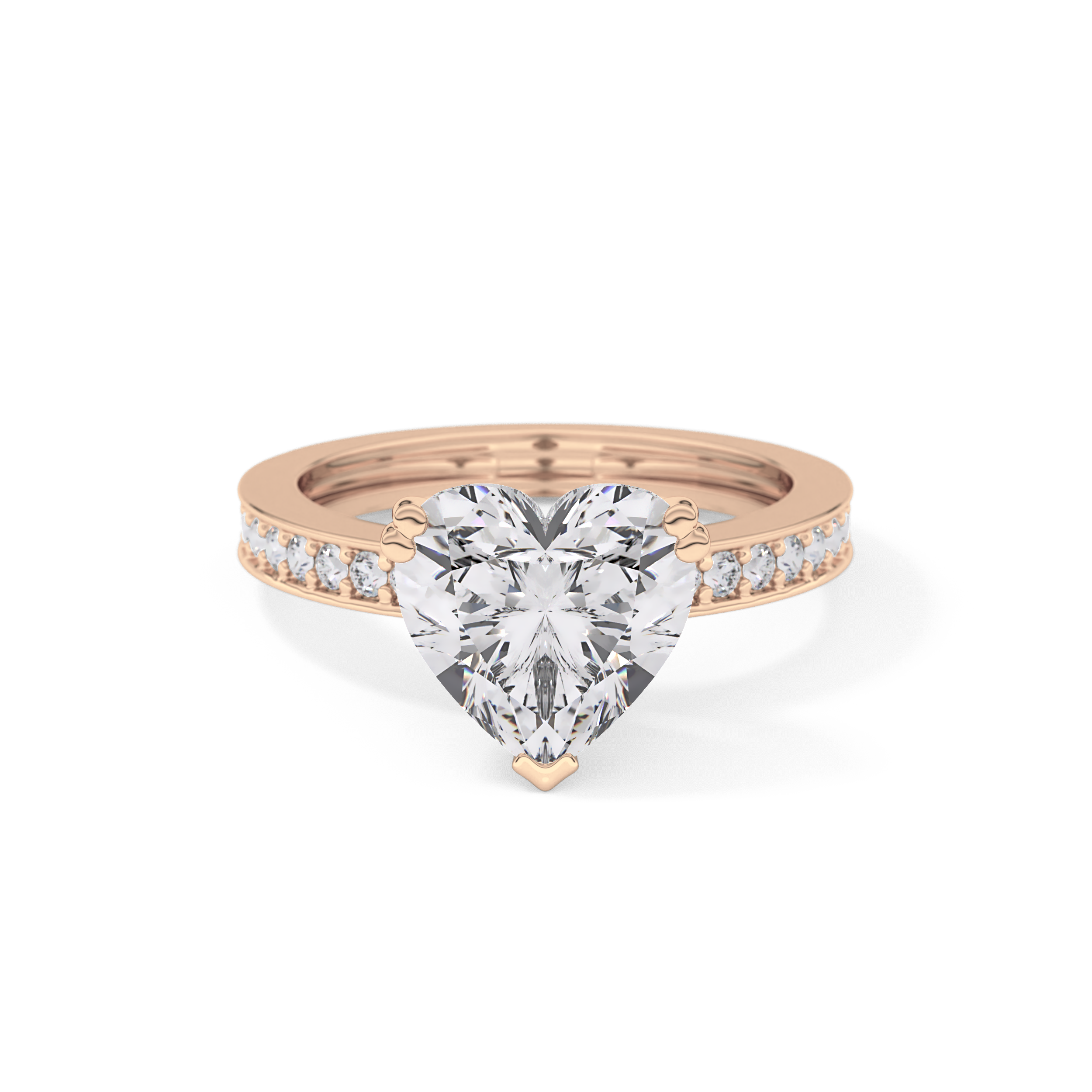 Heart Channel Pave Lab Grown Diamond Engagement Ring