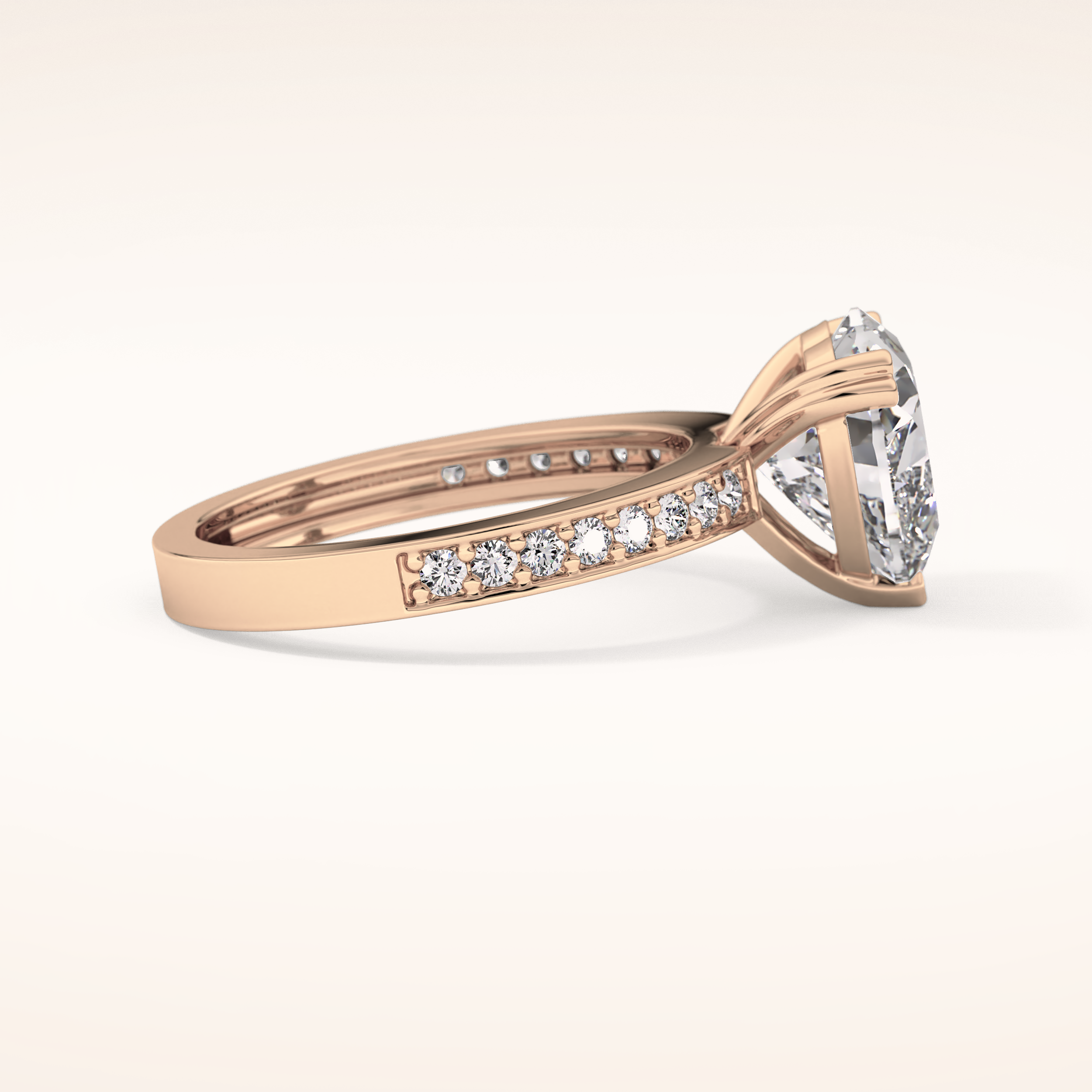 3.03 CT Heart Shaped Pave Moissanite Engagement Ring