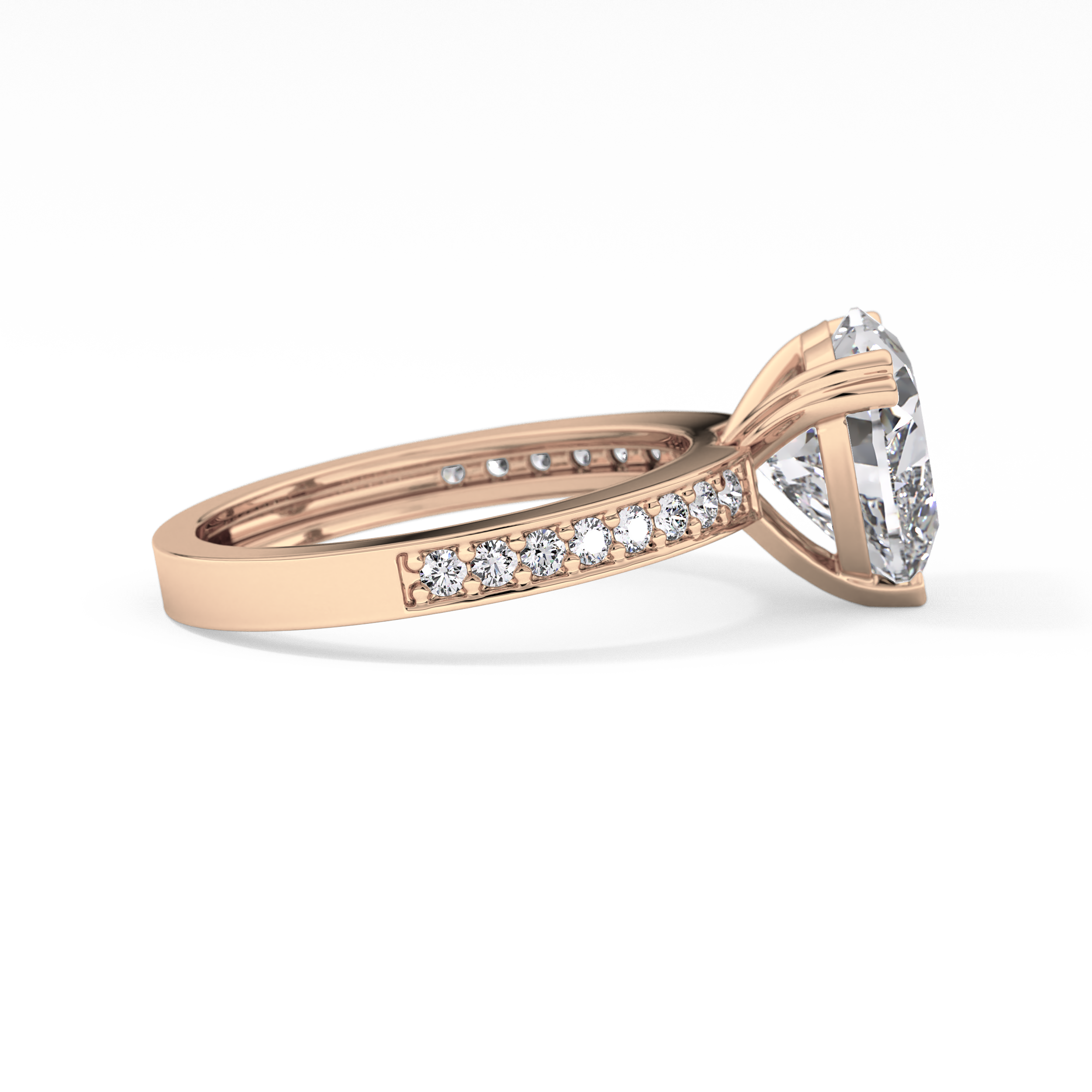 Heart Channel Pave Lab Grown Diamond Engagement Ring