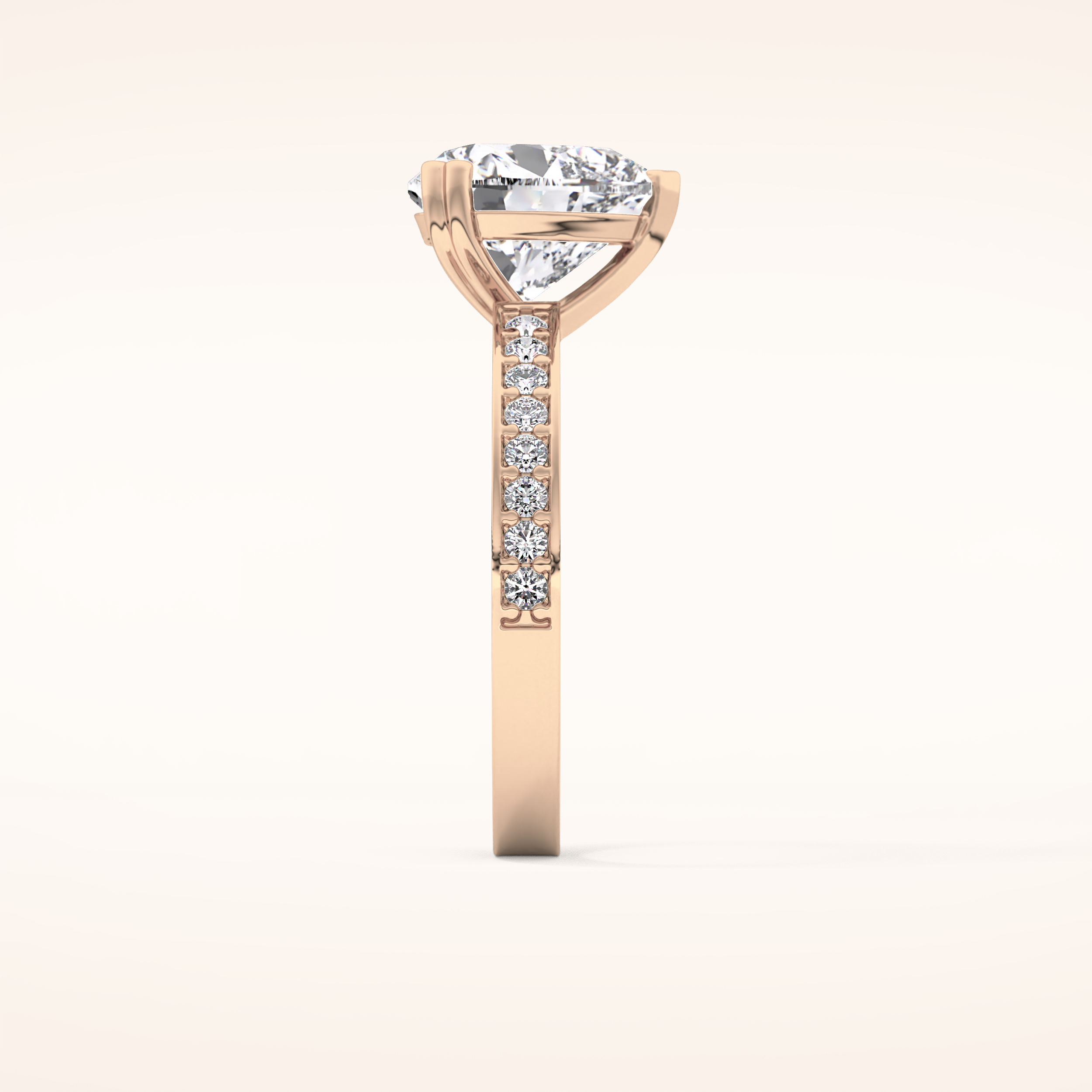 3.03 CT Heart Shaped Pave Moissanite Engagement Ring