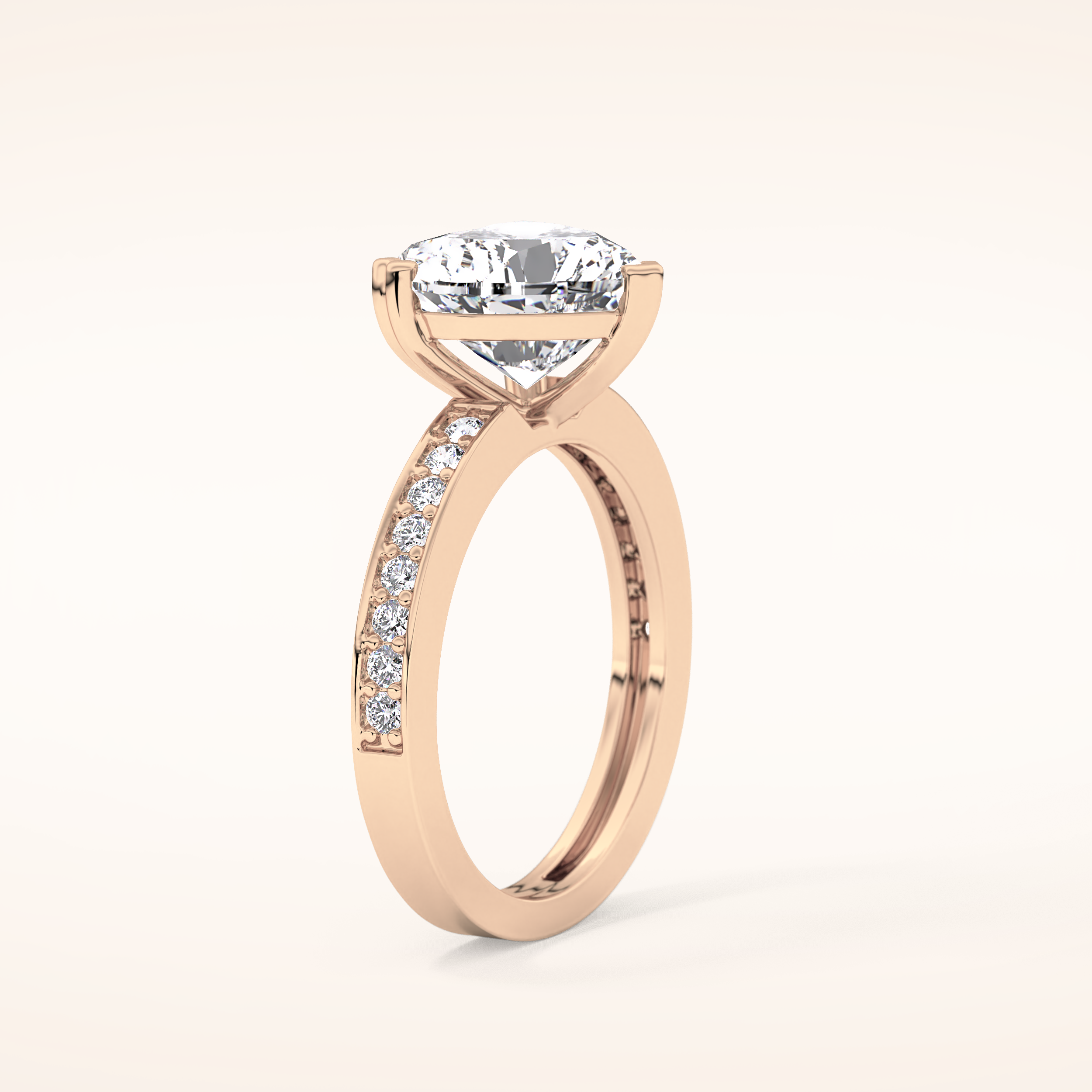 3.03 CT Heart Shaped Pave Moissanite Engagement Ring