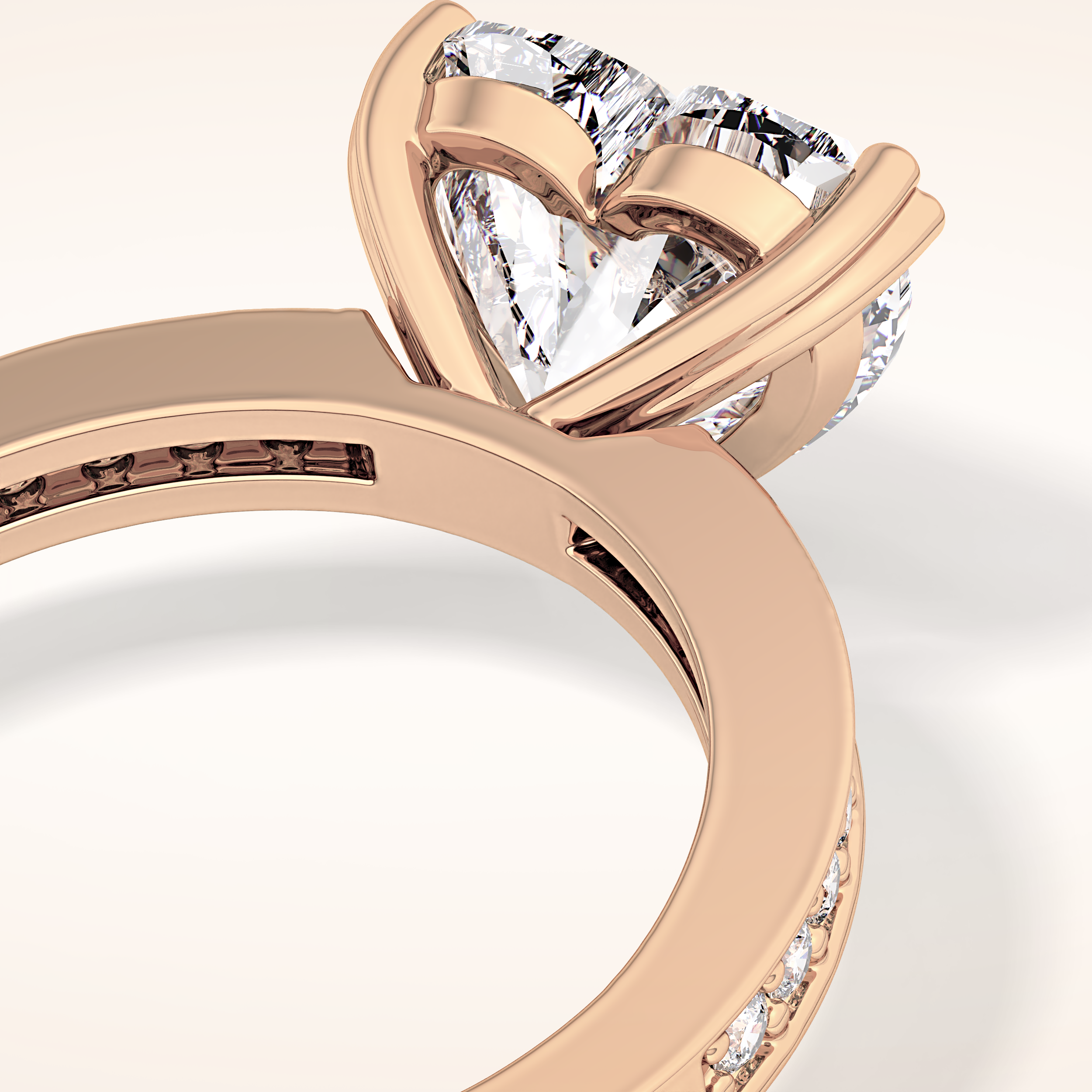 3.03 CT Heart Shaped Pave Moissanite Engagement Ring
