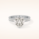3.03 CT Heart Shaped Pave Moissanite Engagement Ring