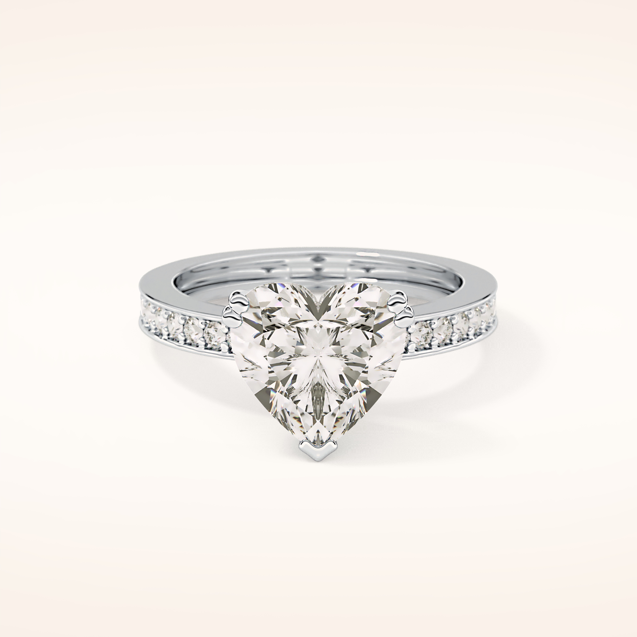 3.03 CT Heart Shaped Pave Moissanite Engagement Ring