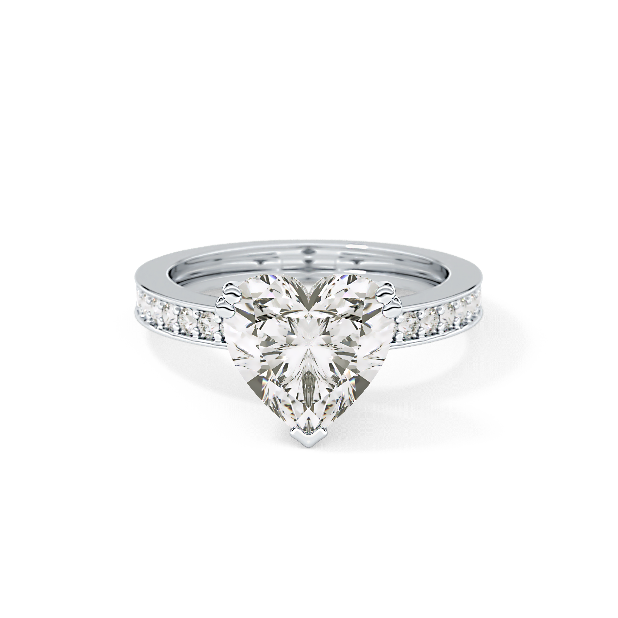 Heart Channel Pave Lab Grown Diamond Engagement Ring