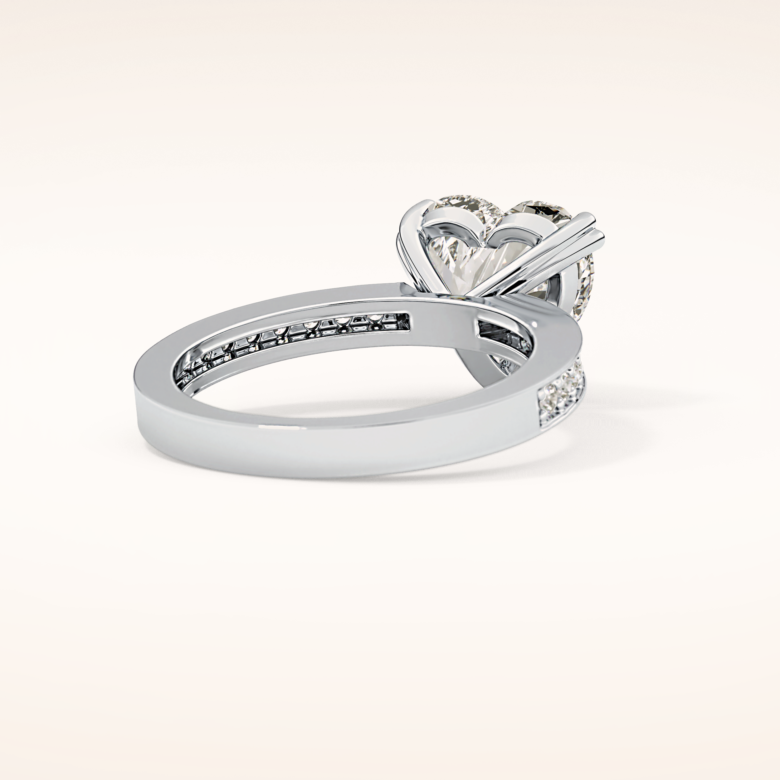 3.03 CT Heart Shaped Pave Moissanite Engagement Ring
