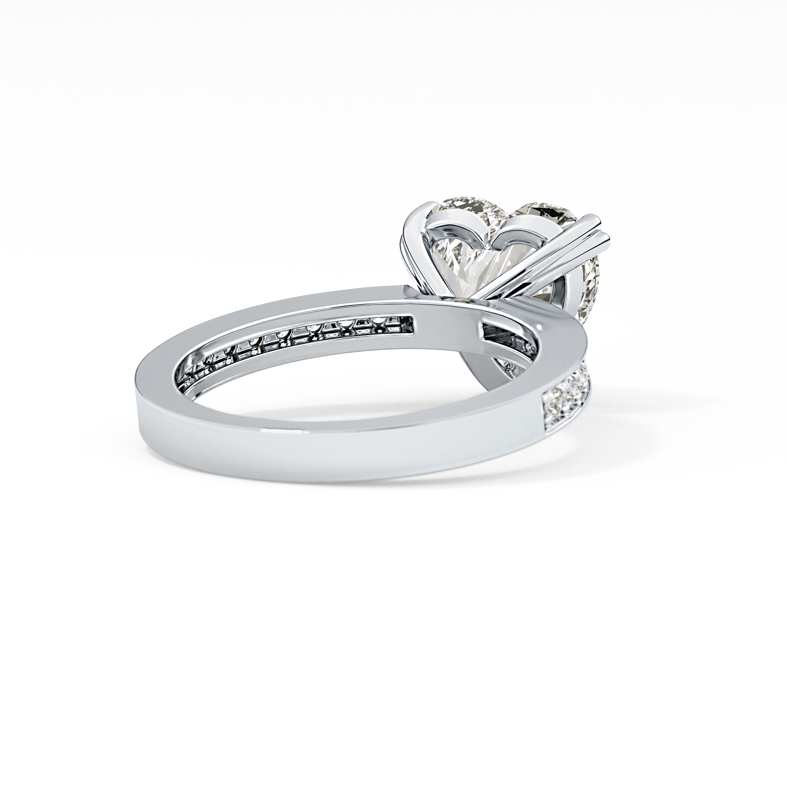 Heart Channel Pave Lab Grown Diamond Engagement Ring