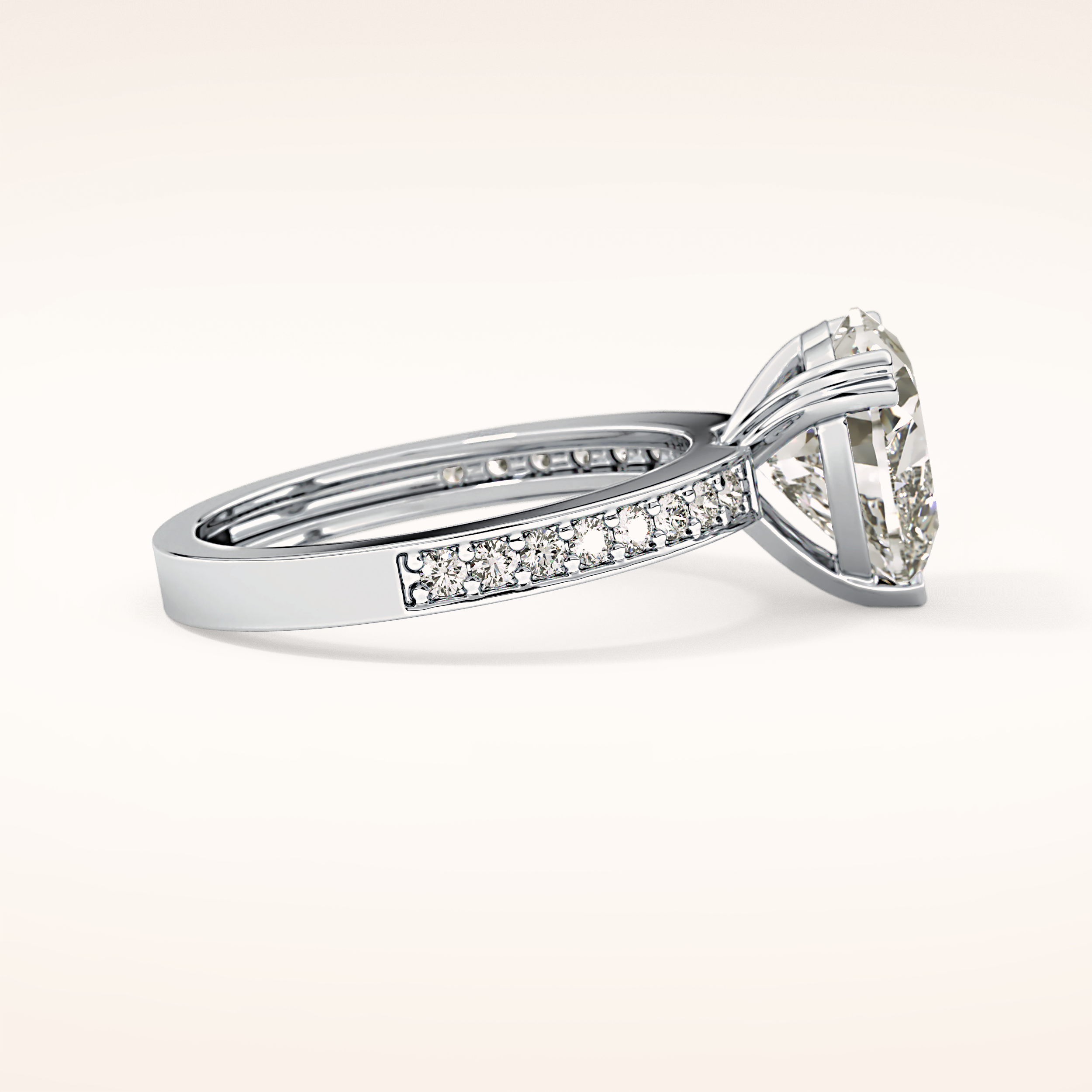 3.03 CT Heart Shaped Pave Moissanite Engagement Ring