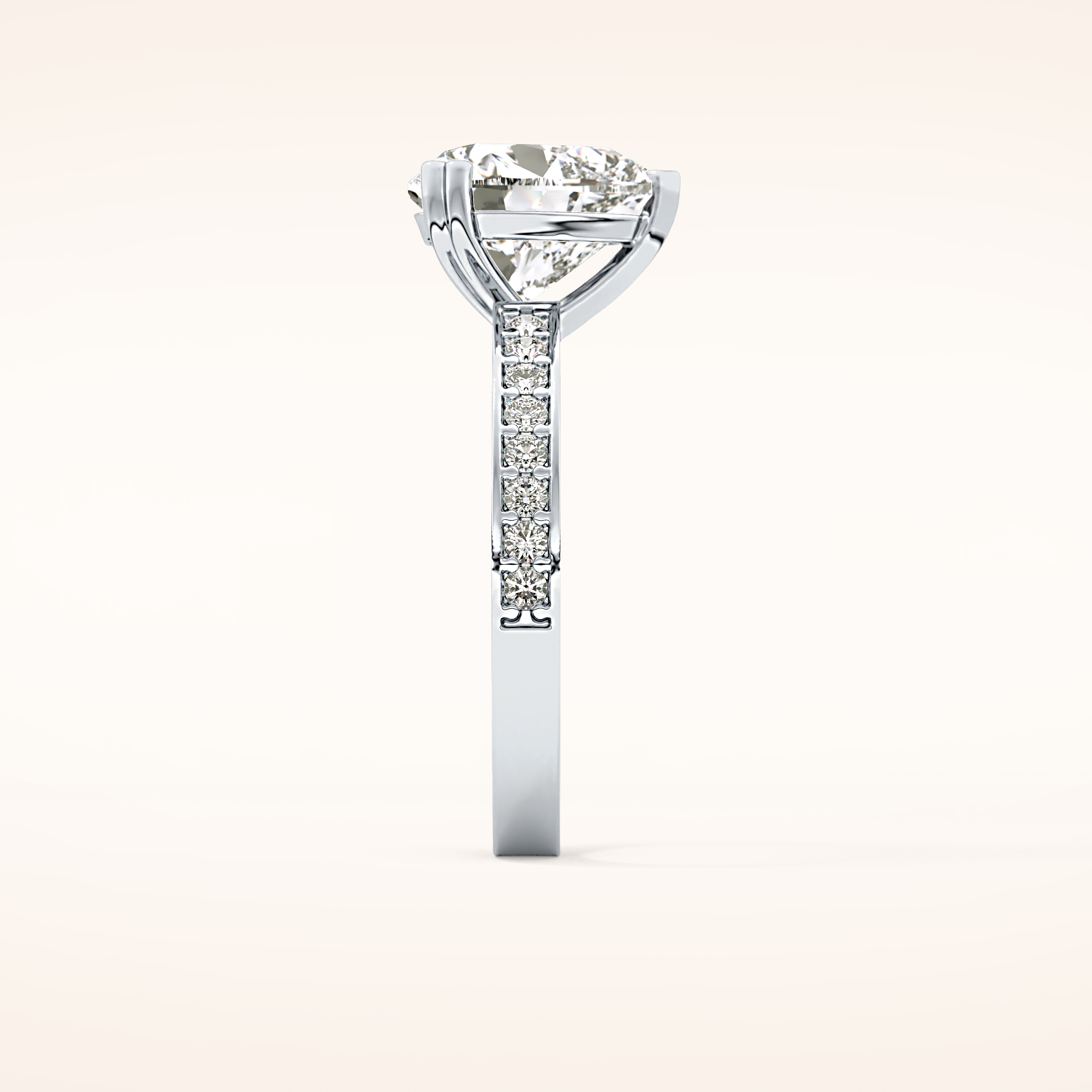 3.03 CT Heart Shaped Pave Moissanite Engagement Ring