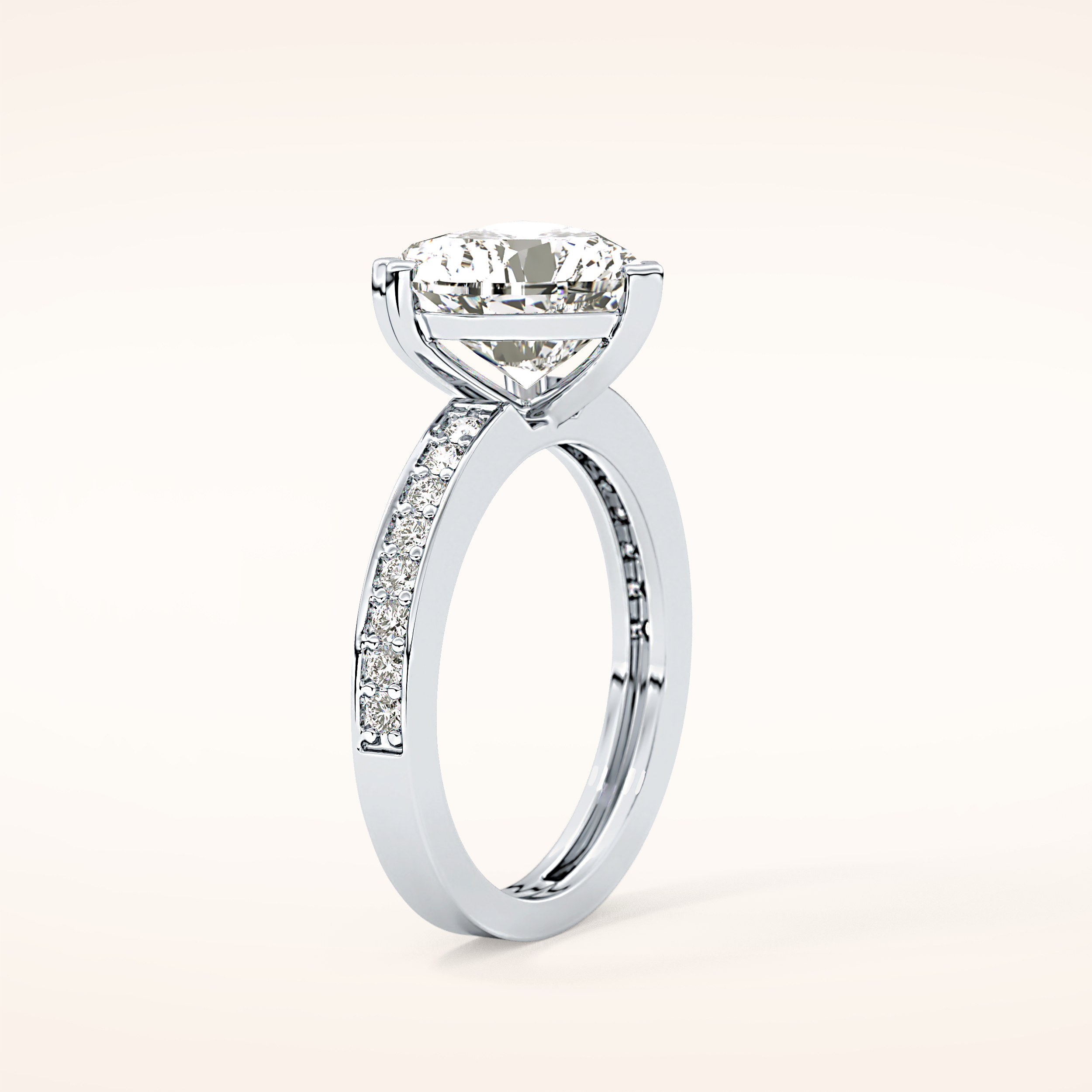 3.03 CT Heart Shaped Pave Moissanite Engagement Ring