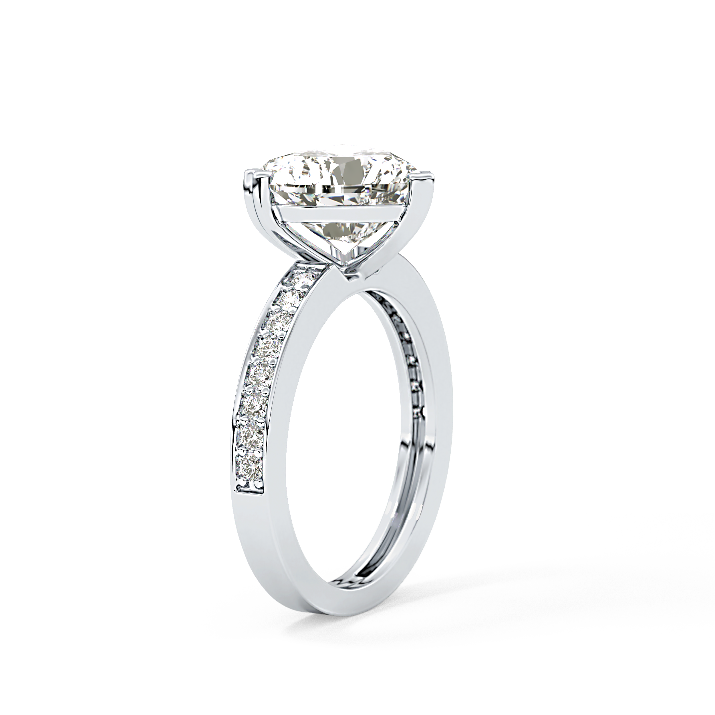 Heart Channel Pave Lab Grown Diamond Engagement Ring