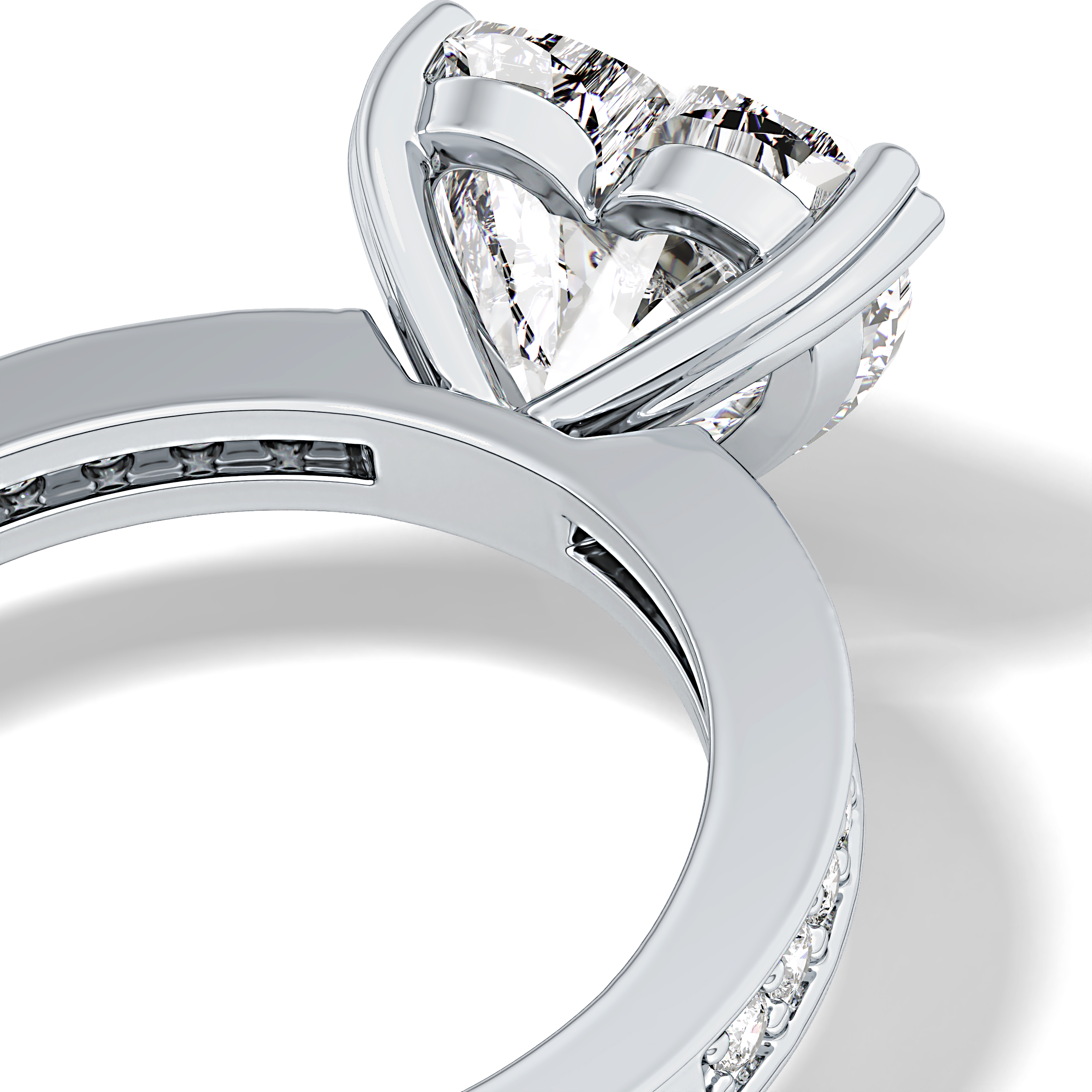Heart Channel Pave Lab Grown Diamond Engagement Ring