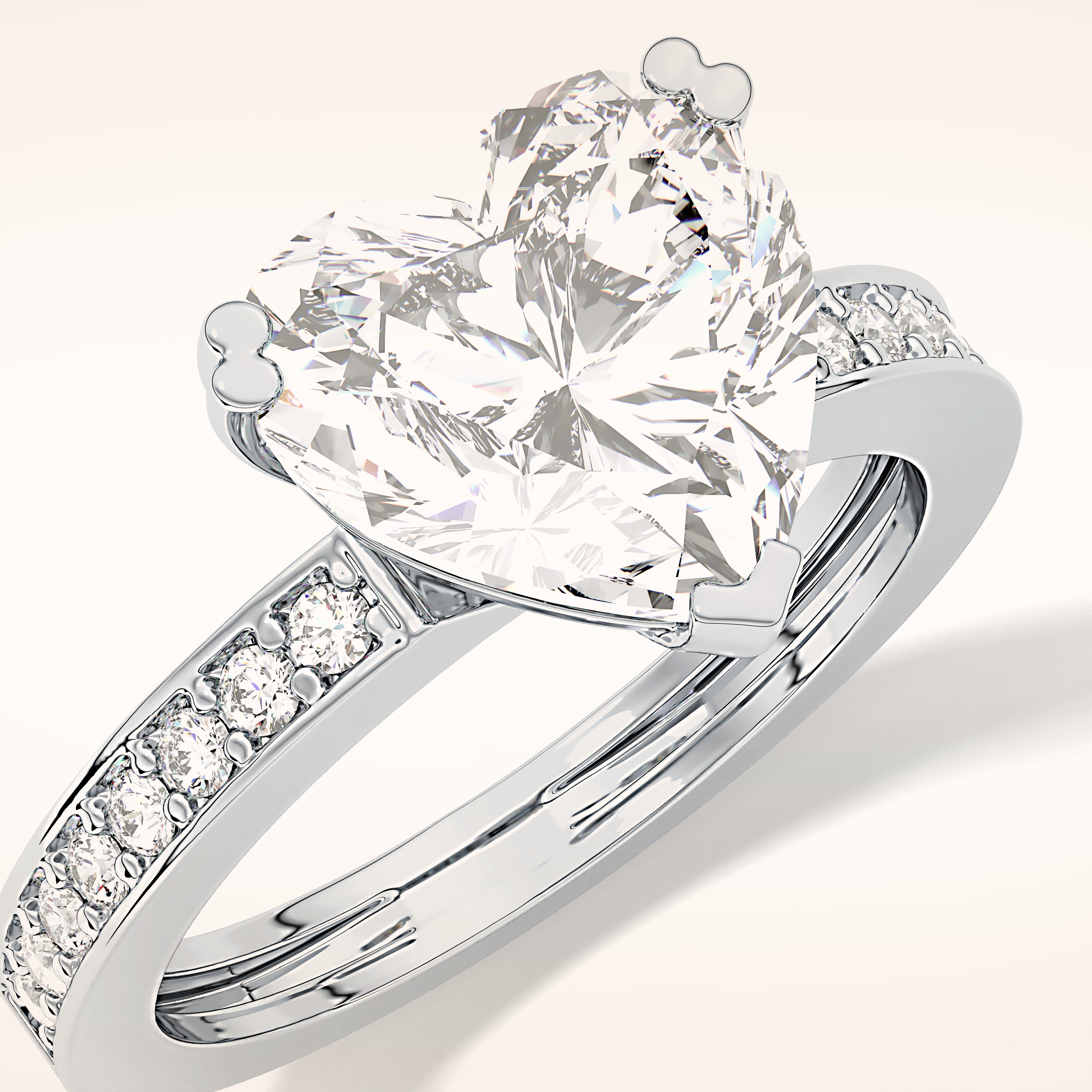 3.03 CT Heart Shaped Pave Moissanite Engagement Ring