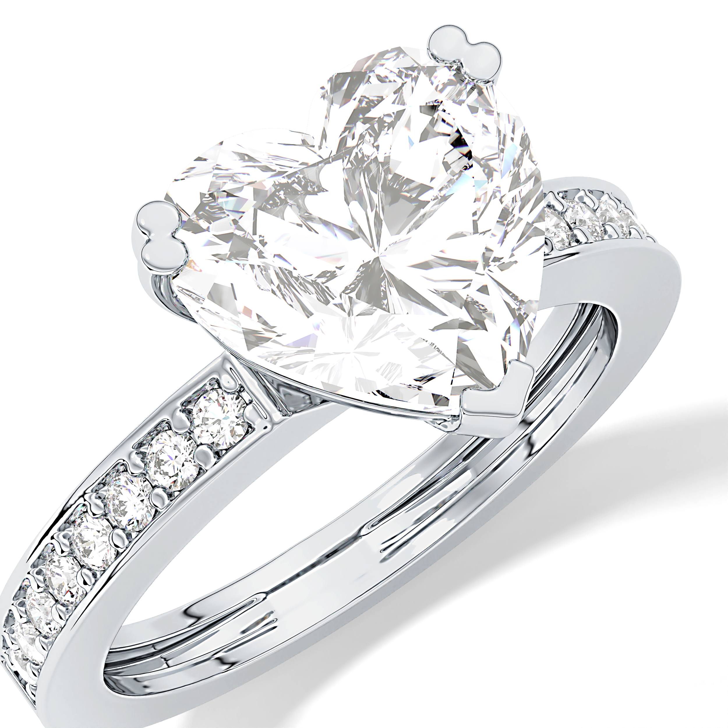 Heart Channel Pave Lab Grown Diamond Engagement Ring