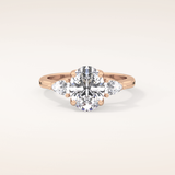 1.67 CT Oval Shaped Three Stone Moissanite Engagement Ring