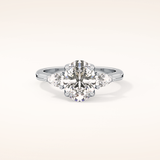 1.67 CT Oval Shaped Three Stone Moissanite Engagement Ring