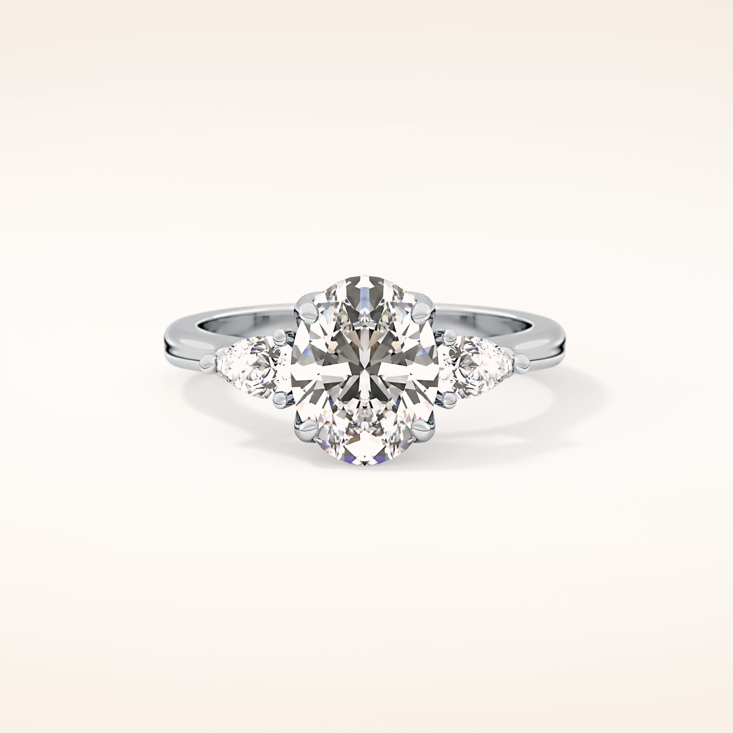 1.67 CT Oval Shaped Three Stone Moissanite Engagement Ring