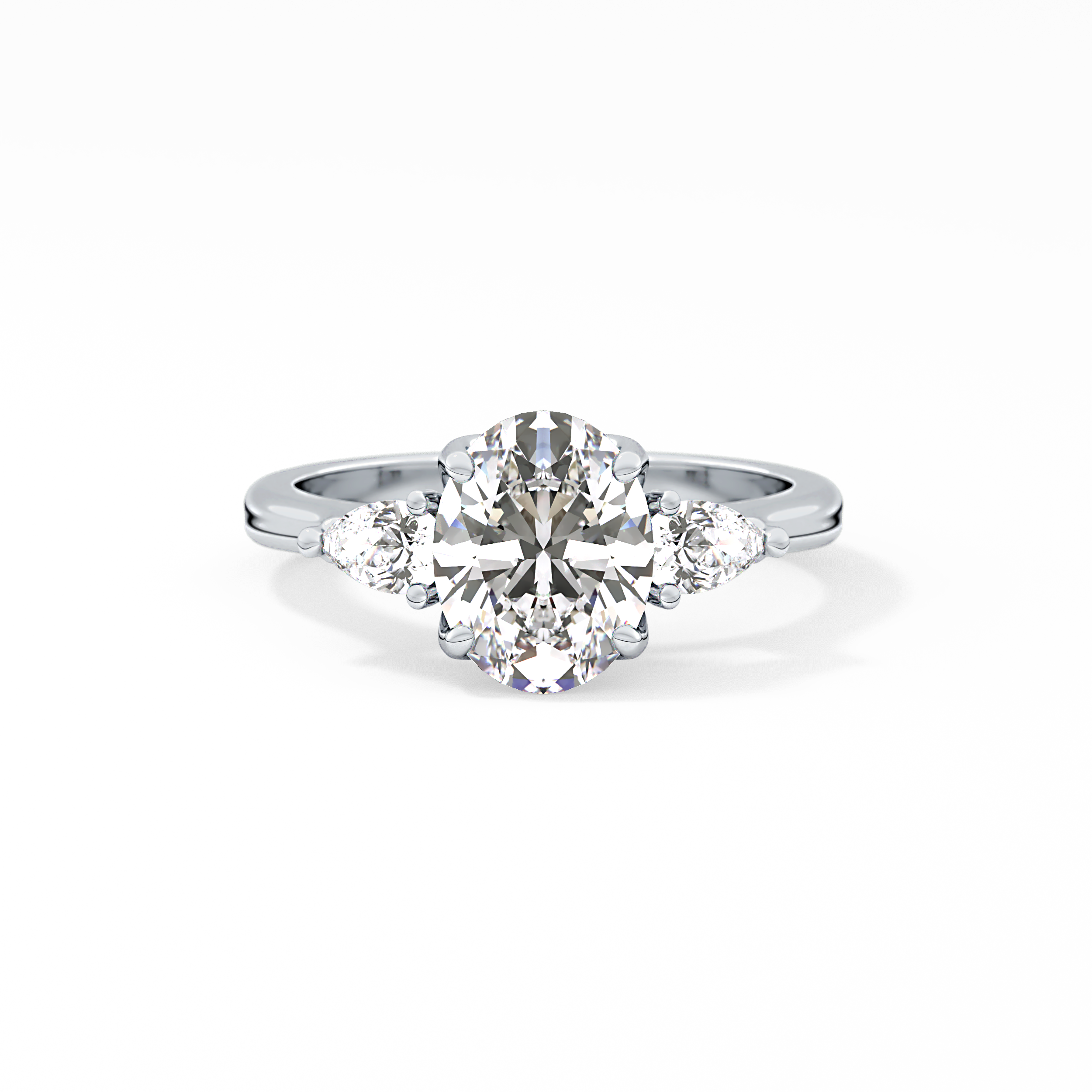 Oval Three Stone Lab Grown Diamond Engagement Ring