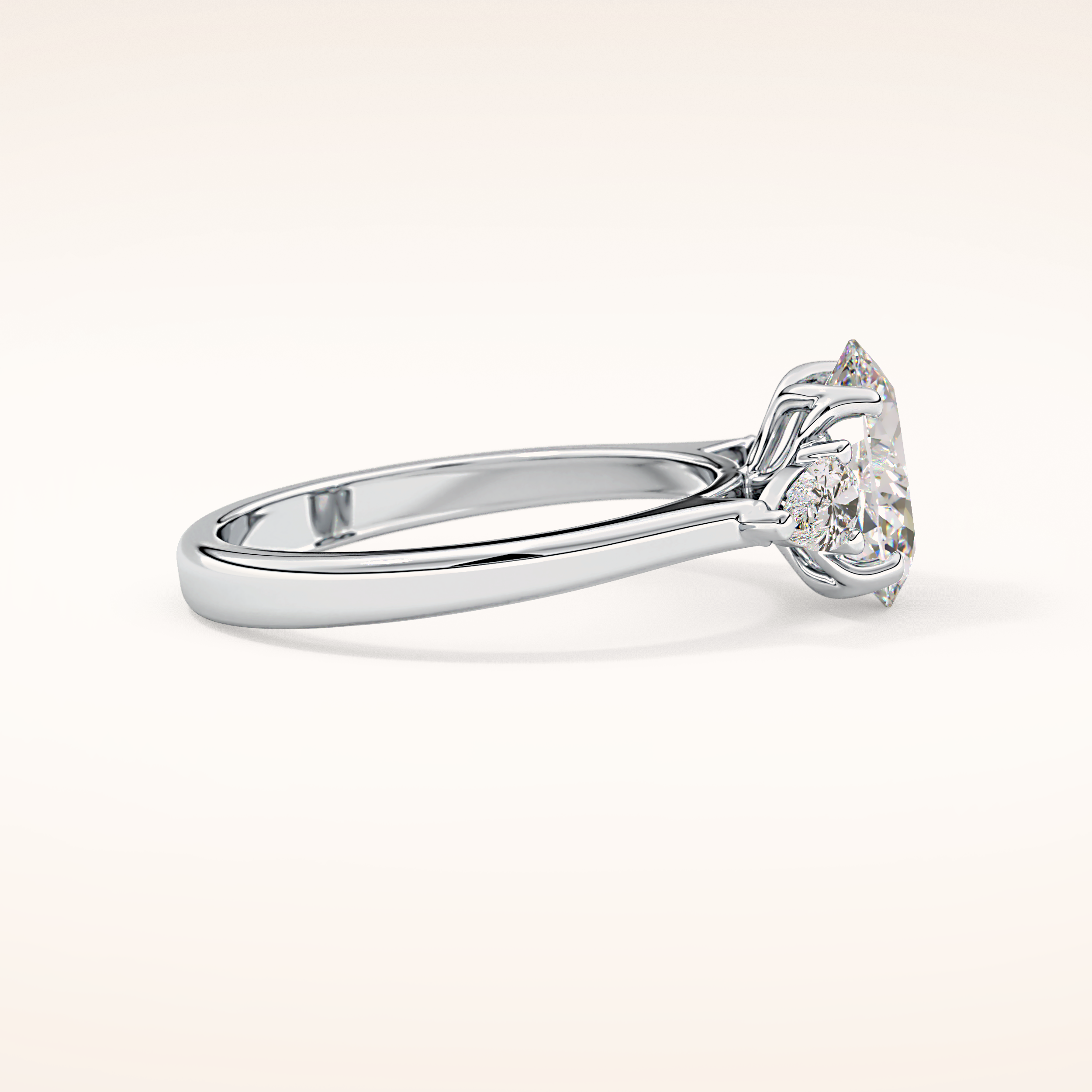 1.67 CT Oval Shaped Three Stone Moissanite Engagement Ring